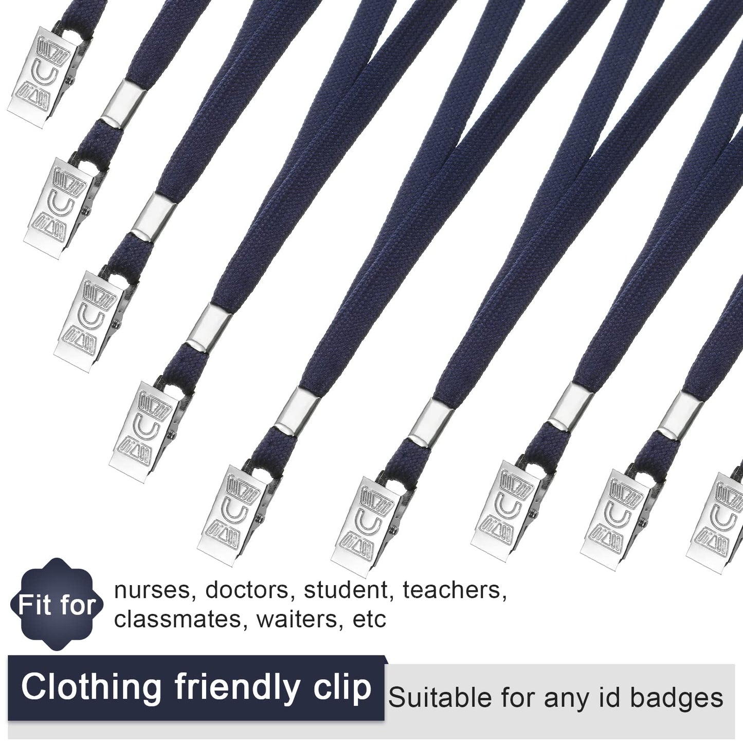 Marspark 200 Pcs Lanyard Bulk for ID Badges, Flat Neck Lanyard with Swivel Hook and Clip, Durable Accessory for ID Card Holders (Navy Blue)
