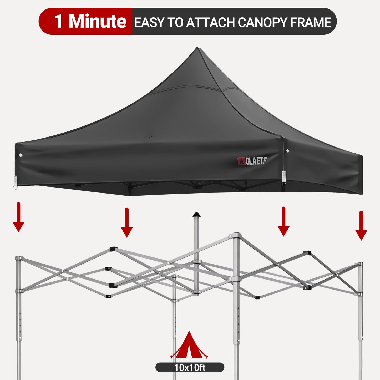 CLAETF 10x10 Canopy Replacement Top for Pop Up Canopy Tent - 4 Drainage Holes，10x10ft Canopy top Suitable for Most of The Standard Canopy(top only, Black)