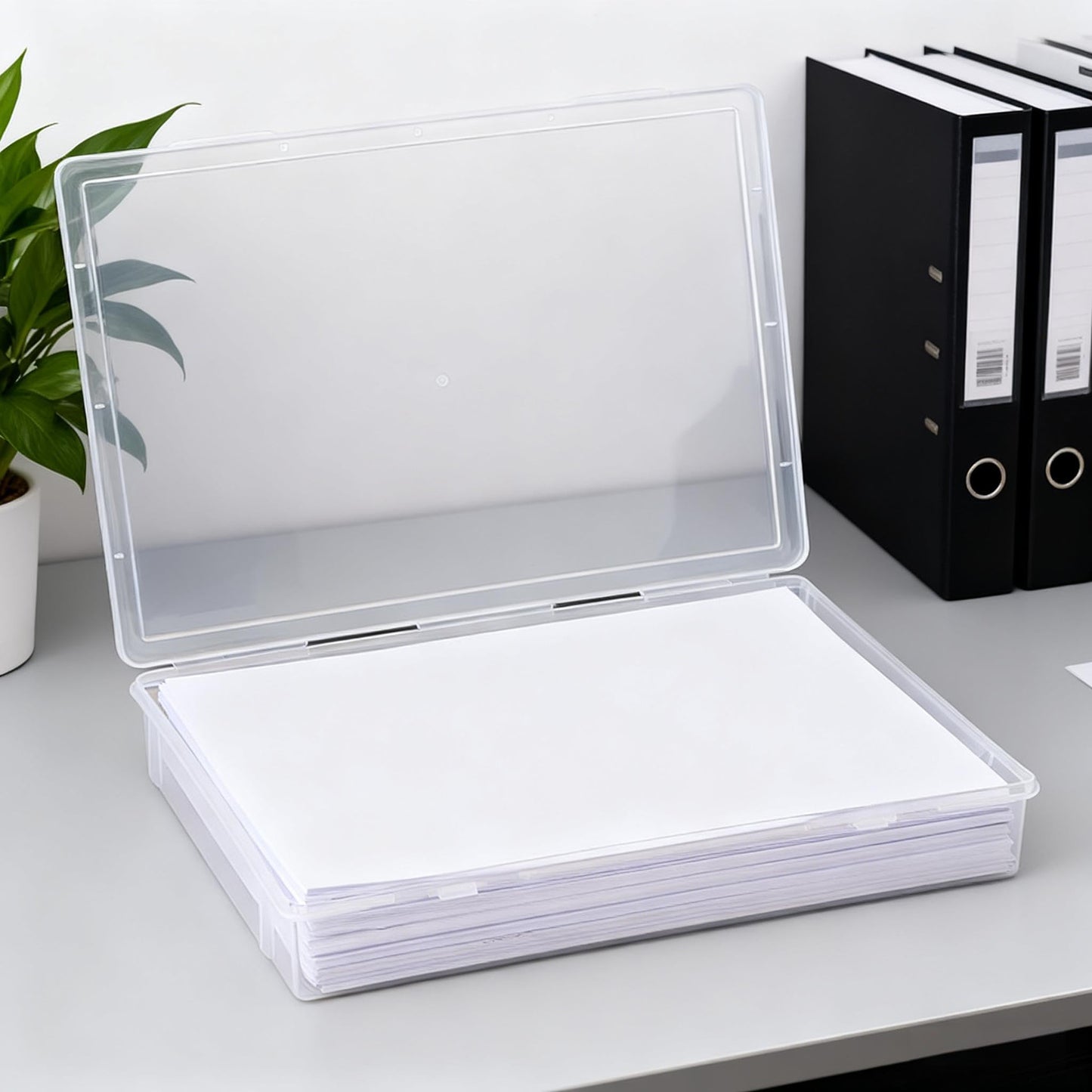 SEUNMUK 6 Pack A4 File Portable Project Case with Snap-Tight Latch, Plastic Storage Case for 8.5 × 11 Letter Paper, Office Supplies