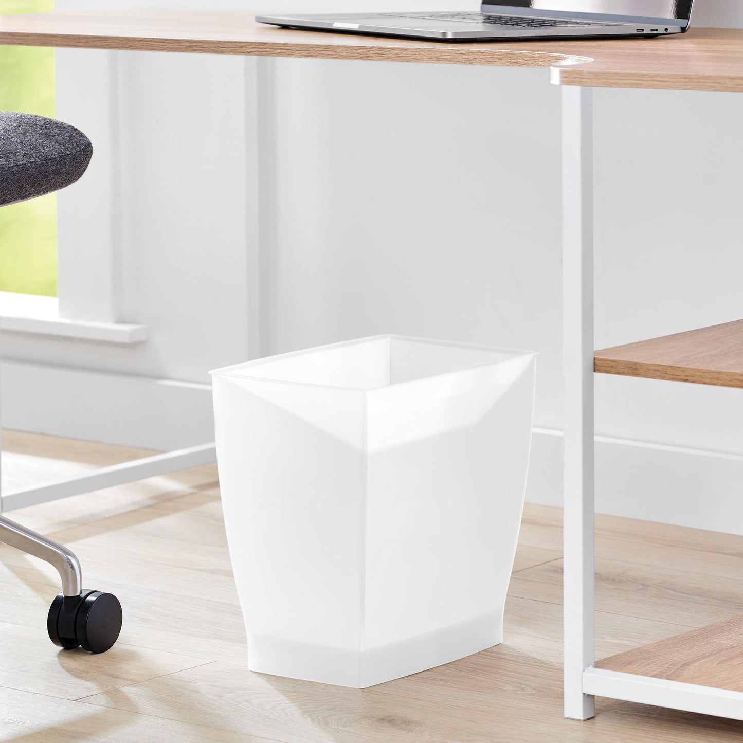 iDesign Spa Rectangular Trash Can, Waste Basket Garbage Can for Bathroom, Bedroom, Home Office, Dorm, College, 2.5 Gallon, Frost