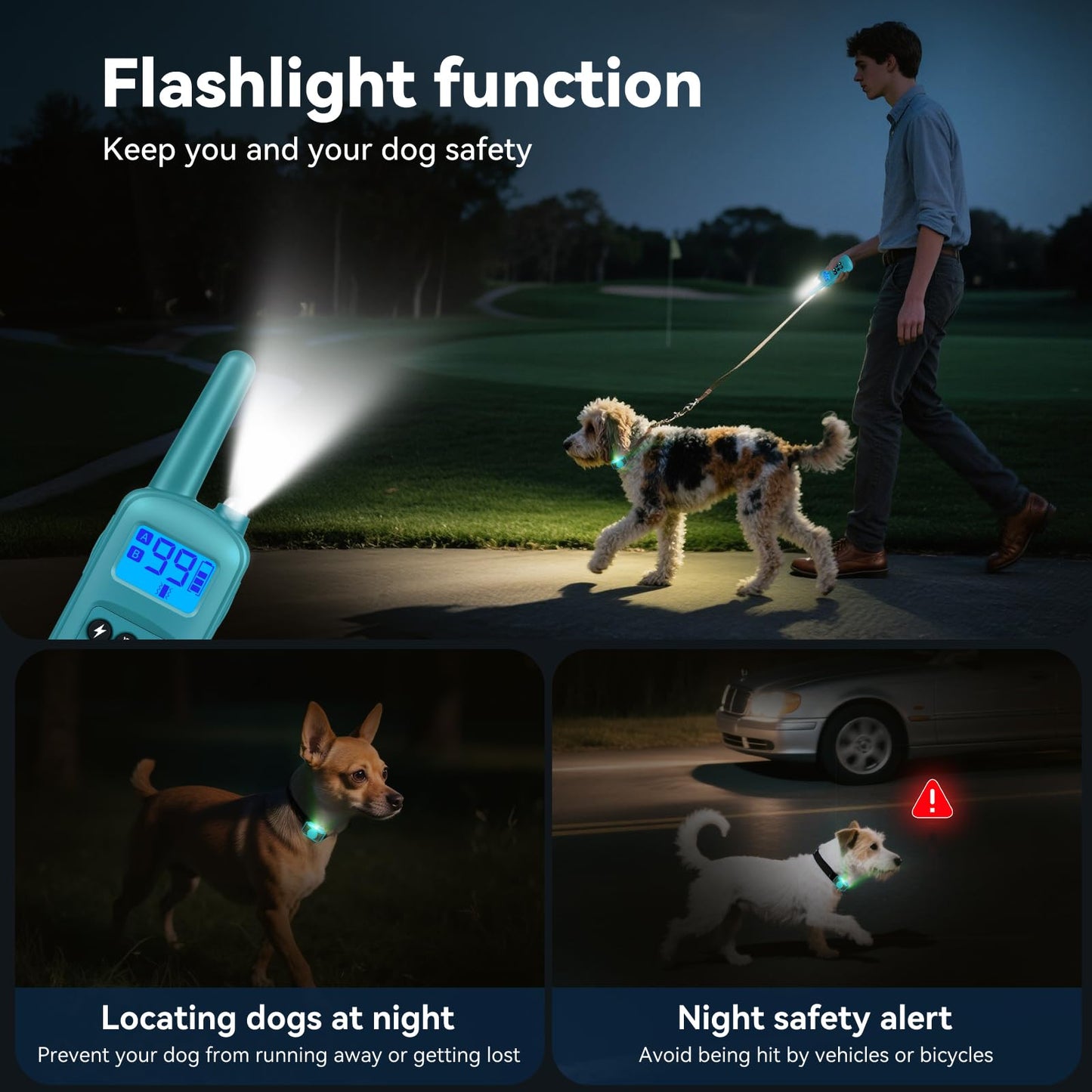 Bark Shock Collar Small Dog 5-15lbs & Medium Dogs，Lightest Dog Training Collar with Remote 2000ft，3 Training Modes Beep, Vibrate and Safe Shock,0-99 Precise Adjustment，Waterproof Rechargeable，Blue