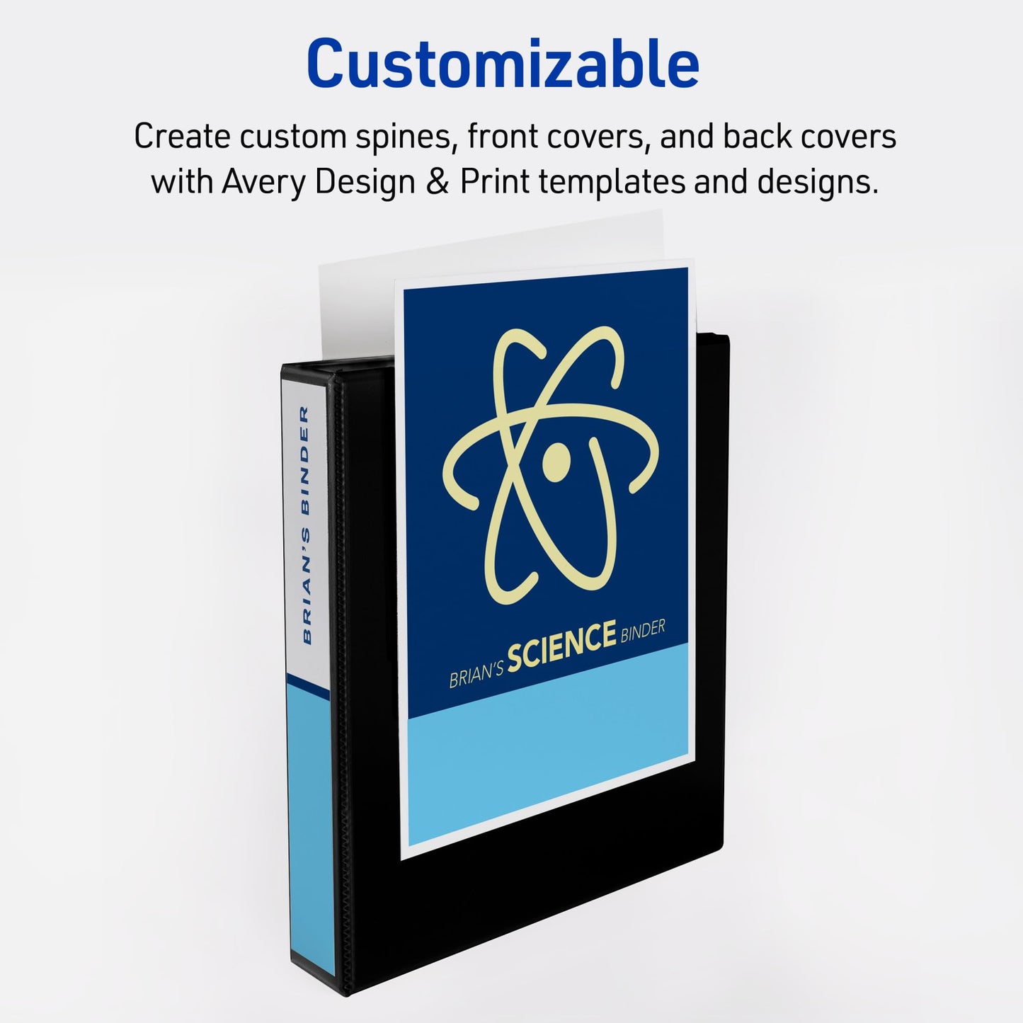 Avery Heavy-Duty View 3 Ring Binders, 1.5 Inch One Touch Slant Rings, 375-Sheet Capacity, DuraHinge, 2.1 Inch Wide Spine, Customizable Clear Cover and Spine, Dark Colors (4-Pack of 79635)