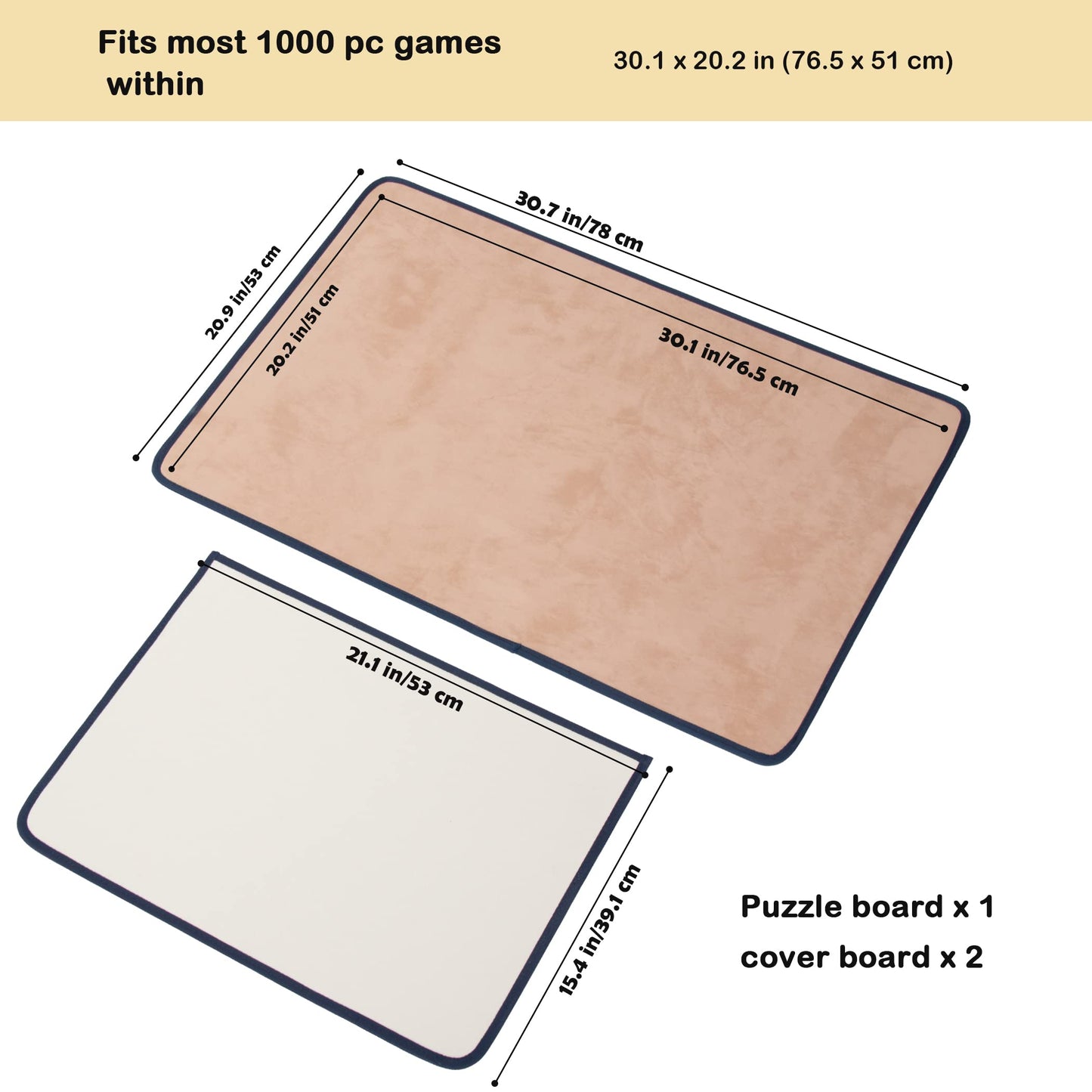 Becko Jigsaw Puzzle Board with 2 Trays Portable Jigsaw Puzzle Mat for Up to 1000 Pieces Puzzle Storage & Saver, Non-Slip Surface, (Blue/Khaki)