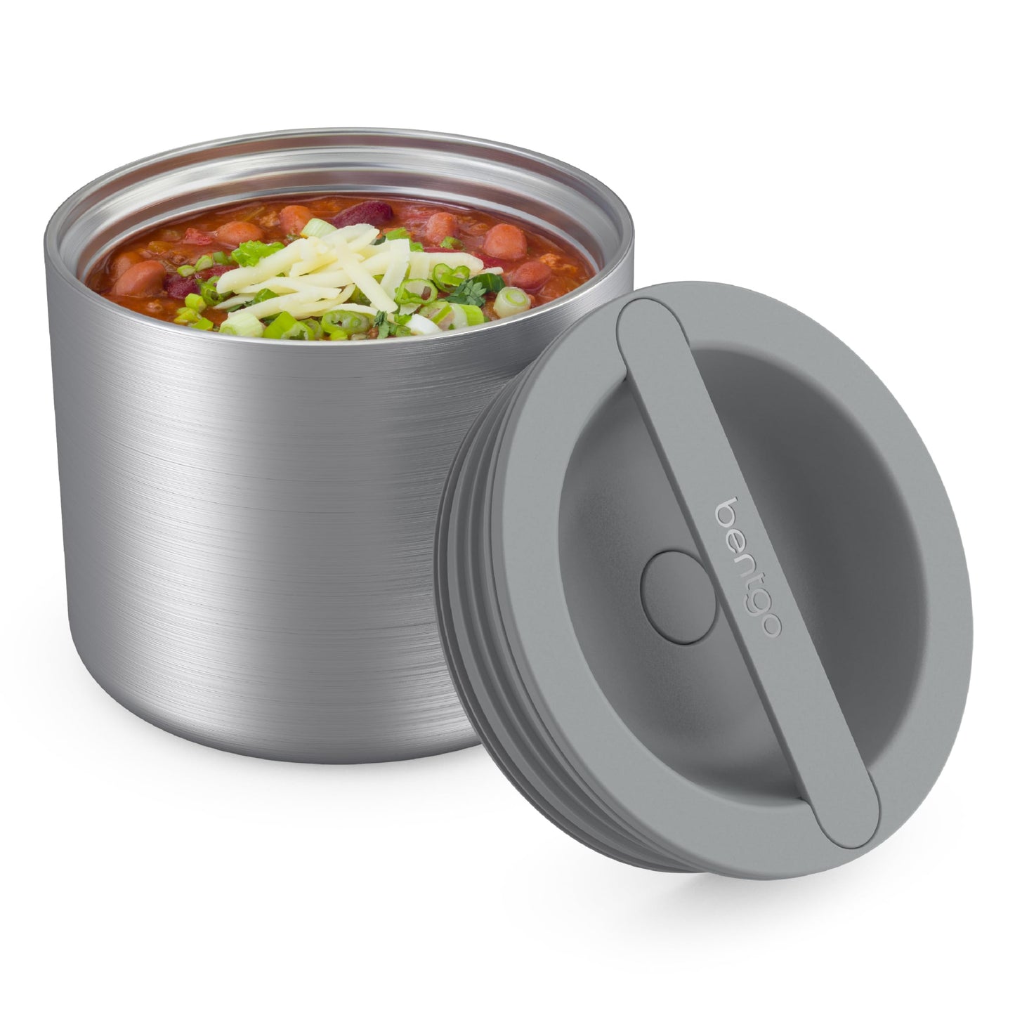 Bentgo Stainless Insulated Food Container - 2.4 Cups (19 oz), Triple-Layer Insulation, Vacuum Seal, Leak-Proof, Built-In Handle, Wide Opening, Premium Stainless Steel, for Cool/Warm Foods (Steel)