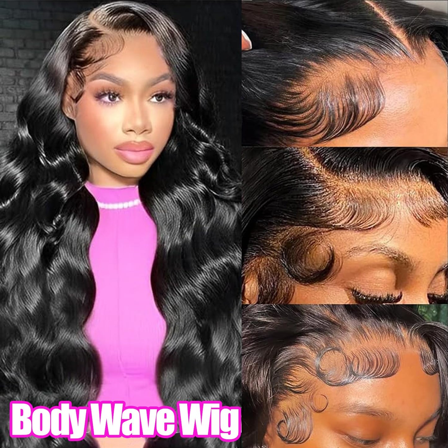 13x6 Body Wave Lace Front Wigs Human Hair 180% Density 24 Inch Bleached Knots Lace Frontal Wigs for Black Women Long Wig Natural Black (24 inch)