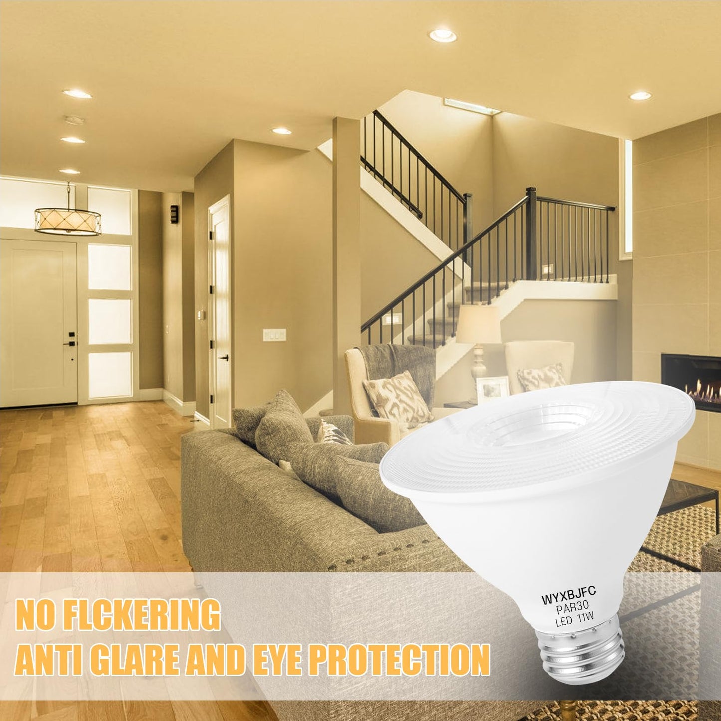 Par30 Short Neck LED Bulb - 6 Pack Dimmable LED Flood Light Bulbs, 3000k Warm White 11W LED Light Bulbs 75 Watt Equivalent, 850 Lumens with E26 Base LED Bulb for Indoor, Outdoor, Porch
