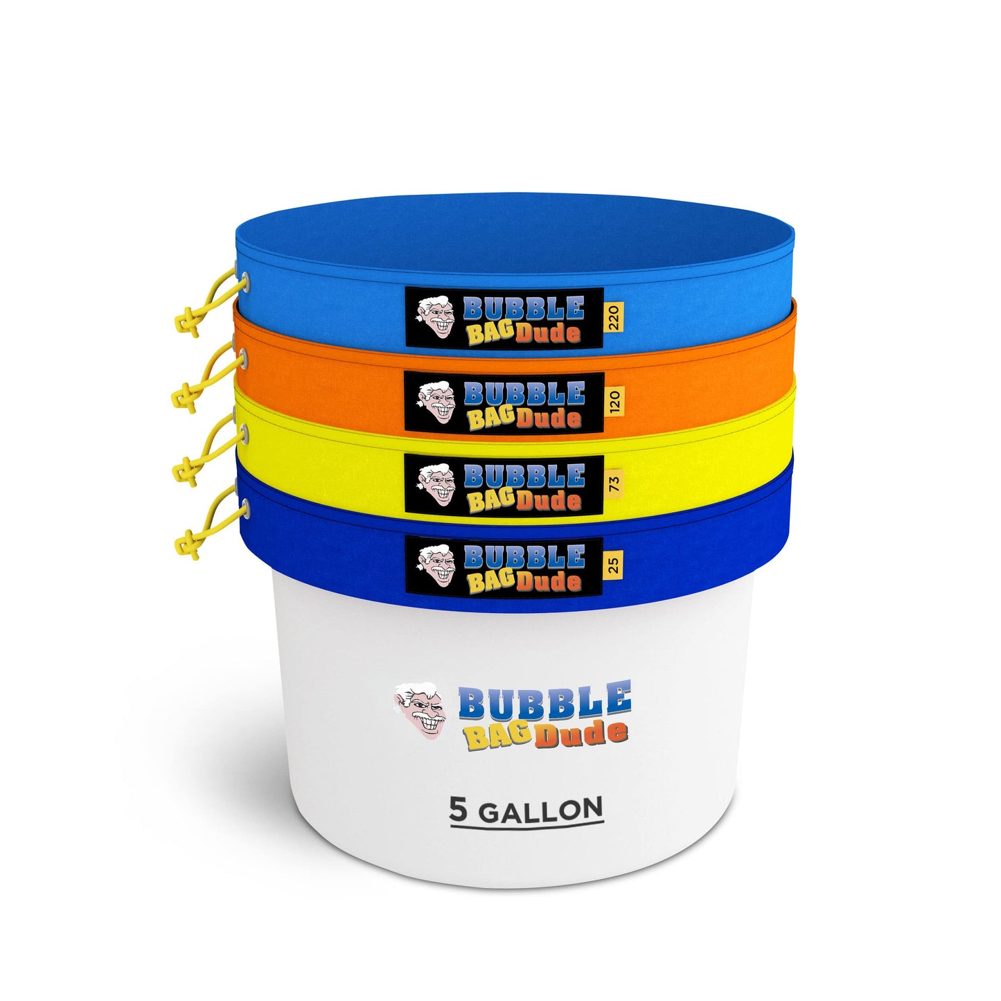 BUBBLEBAGDUDE Extraction Bags 5 Gallon 4 Bags Set - Herbal Bubble Ice Bag Essence Extractor Kit - Plant & Herb Extraction Filter Bags with 10 x 10” Pressing Screen & Storage Bag 220 to 25-Micron Bags