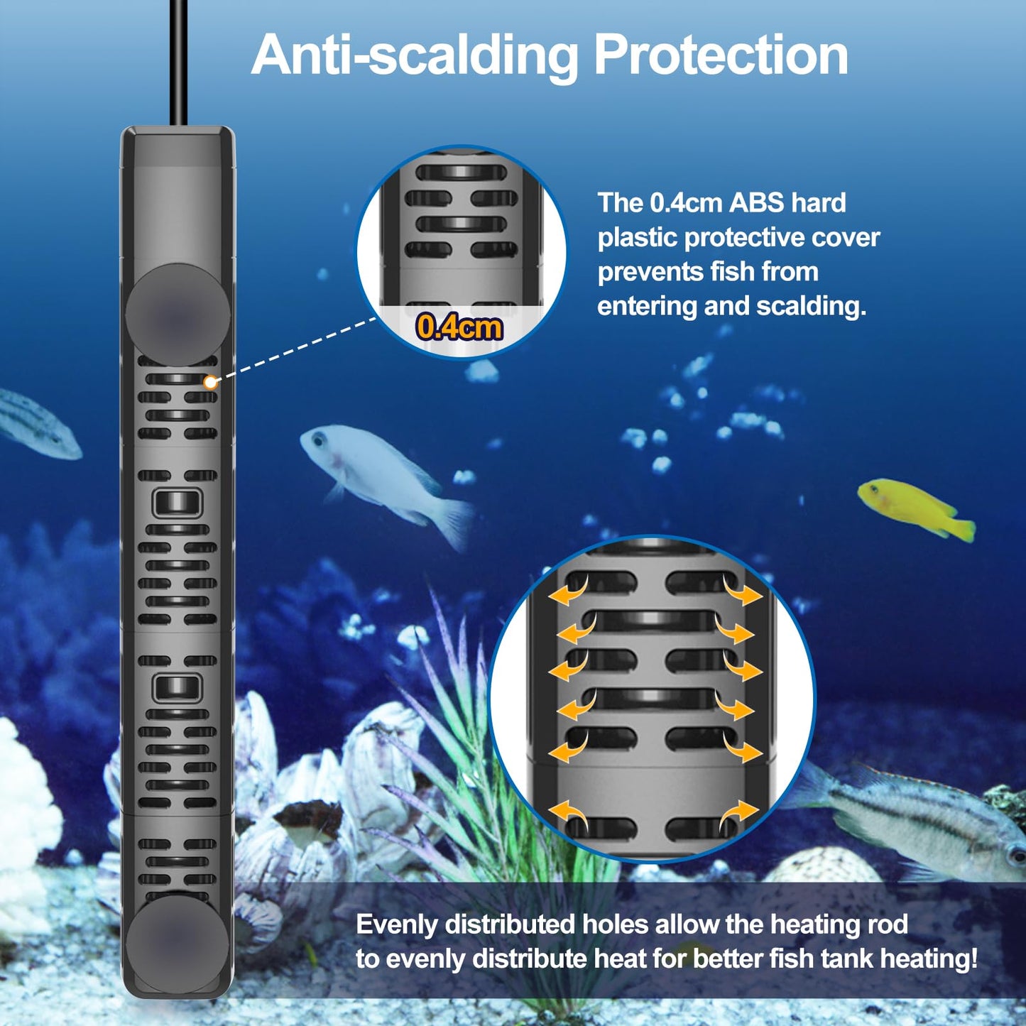 HiTauing Aquarium Heater, Upgraded 300W/500W Fish Tank Heater with Intelligent Leaving Water Automatically Stop Heating and Advanced Temperature Control System, Suitable for Saltwater and Freshwater