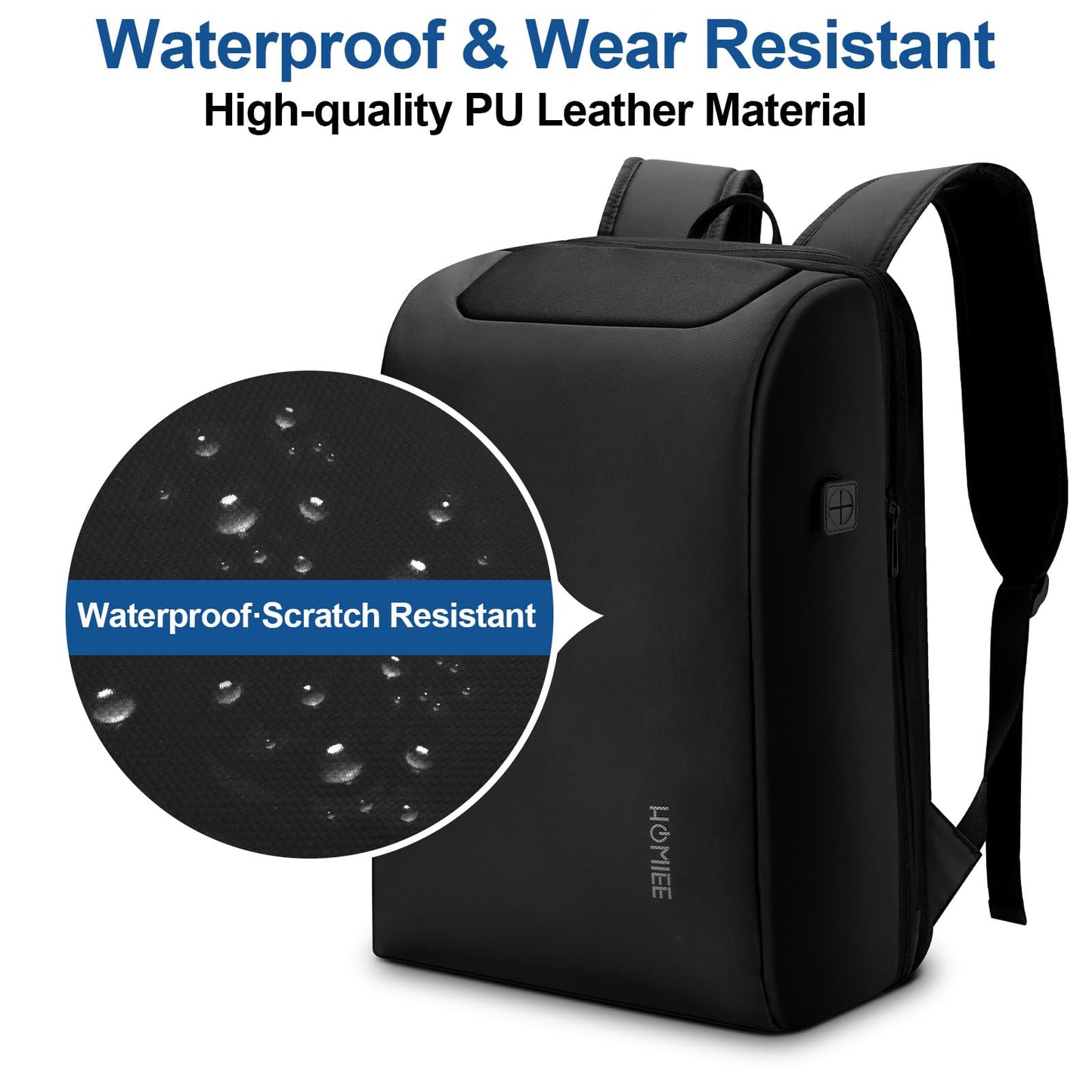 HOMIEE Anti Theft Laptop Backpack for Men, Business Travel Backpack with USB Charging Port, Waterproof Work Bag Fits 15.6 Inch Notebook, Expandable College School Daypack Bookbag