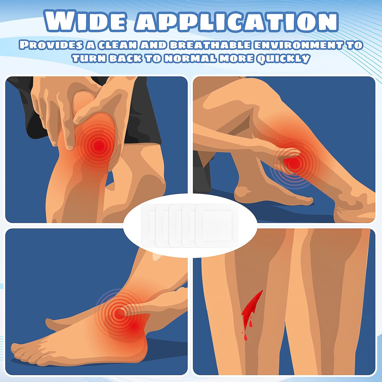 50 Pieces Bordered Gauze-Island Dressing is 5.9 x 5.9 Inch Wound Bandage Adhesive Patches Post Shower Pads Breathable Borders Individually Packed Pouches