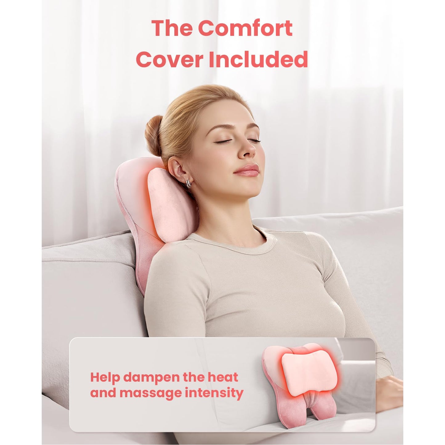 BOB AND BRAD Back Massager with Heat, EZBack Neck Massager Pink