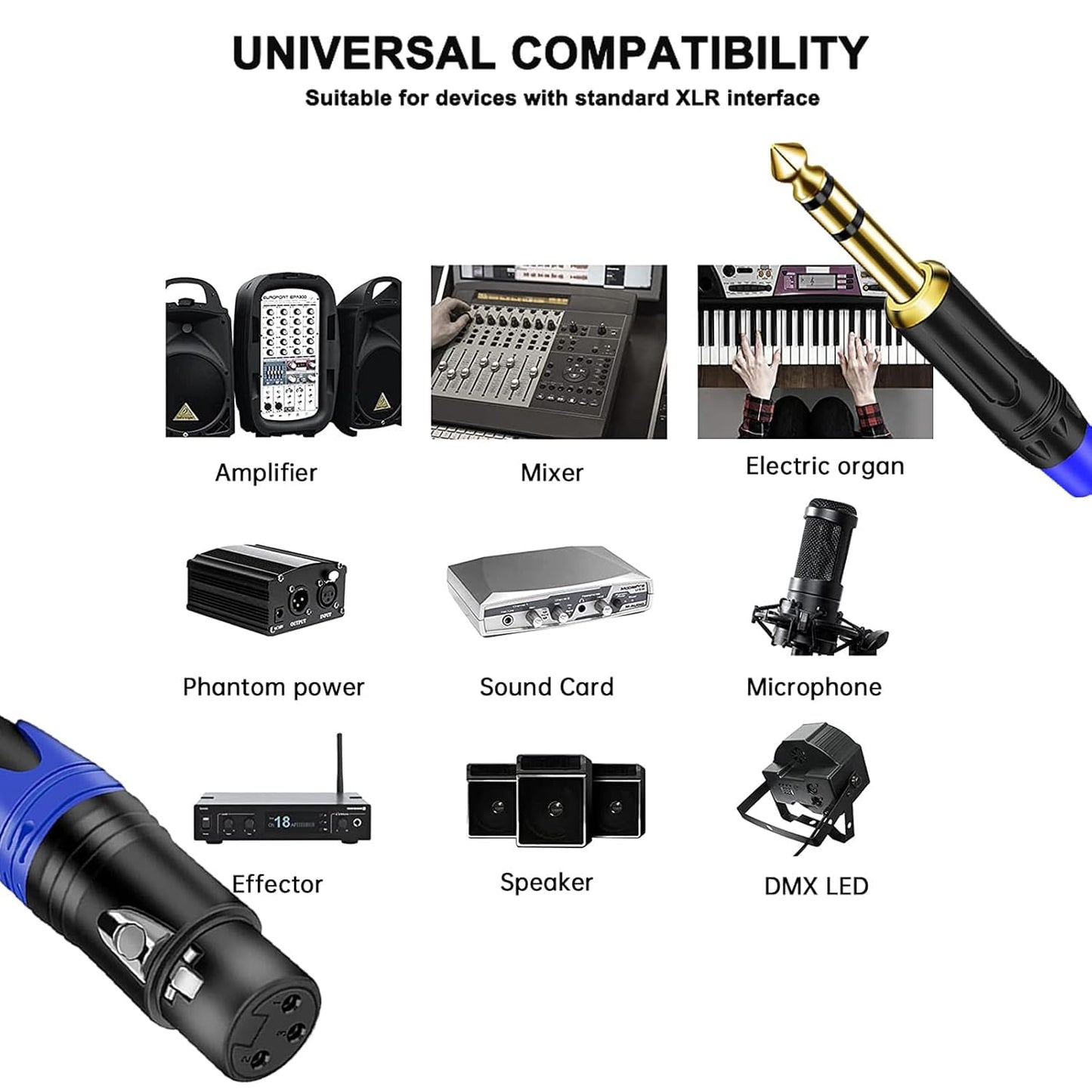 XLR to 1/4 TRS Stereo Adapter, XLR Female to 1/4 Inch (6.35mm) Balanced Microphone Stereo Audio Converter Adapter Cable (2Pack / 50 FT)