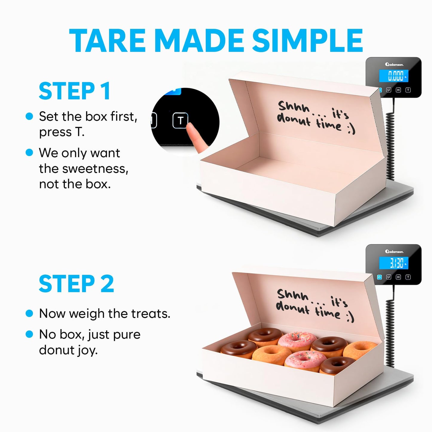 Shipping Scale - 660 lbs - High Accurate Digital Postal Scale with Hold/Tare Function - Perfect for Packages, Luggage, Suitcase, Home Use - Battery & Cable Included - Silver