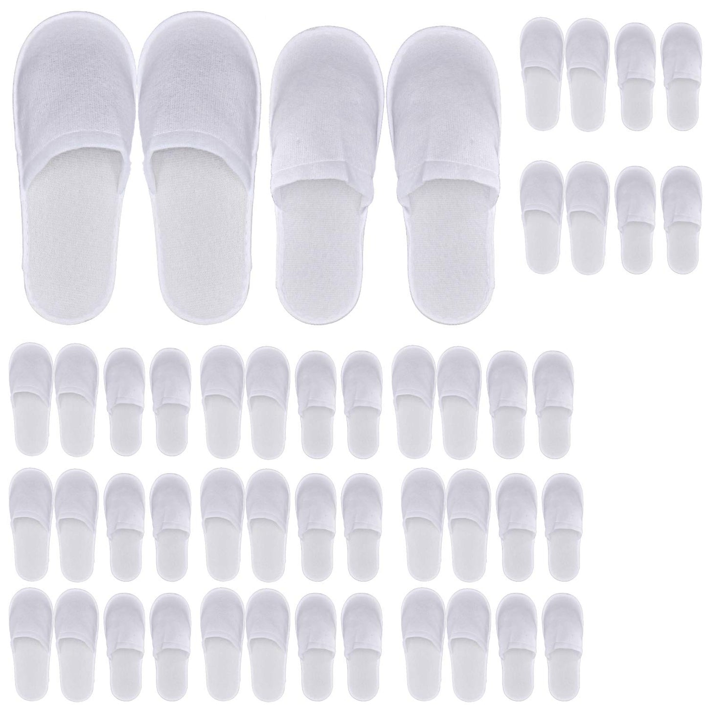 KRISMYA 24 Pairs Spa Slippers,Closed Toe Disposable Slippers,Non-Slip Slippers Fit Size for Men and Women for Hotel Home Guest Used,White, White, Medium and Large
