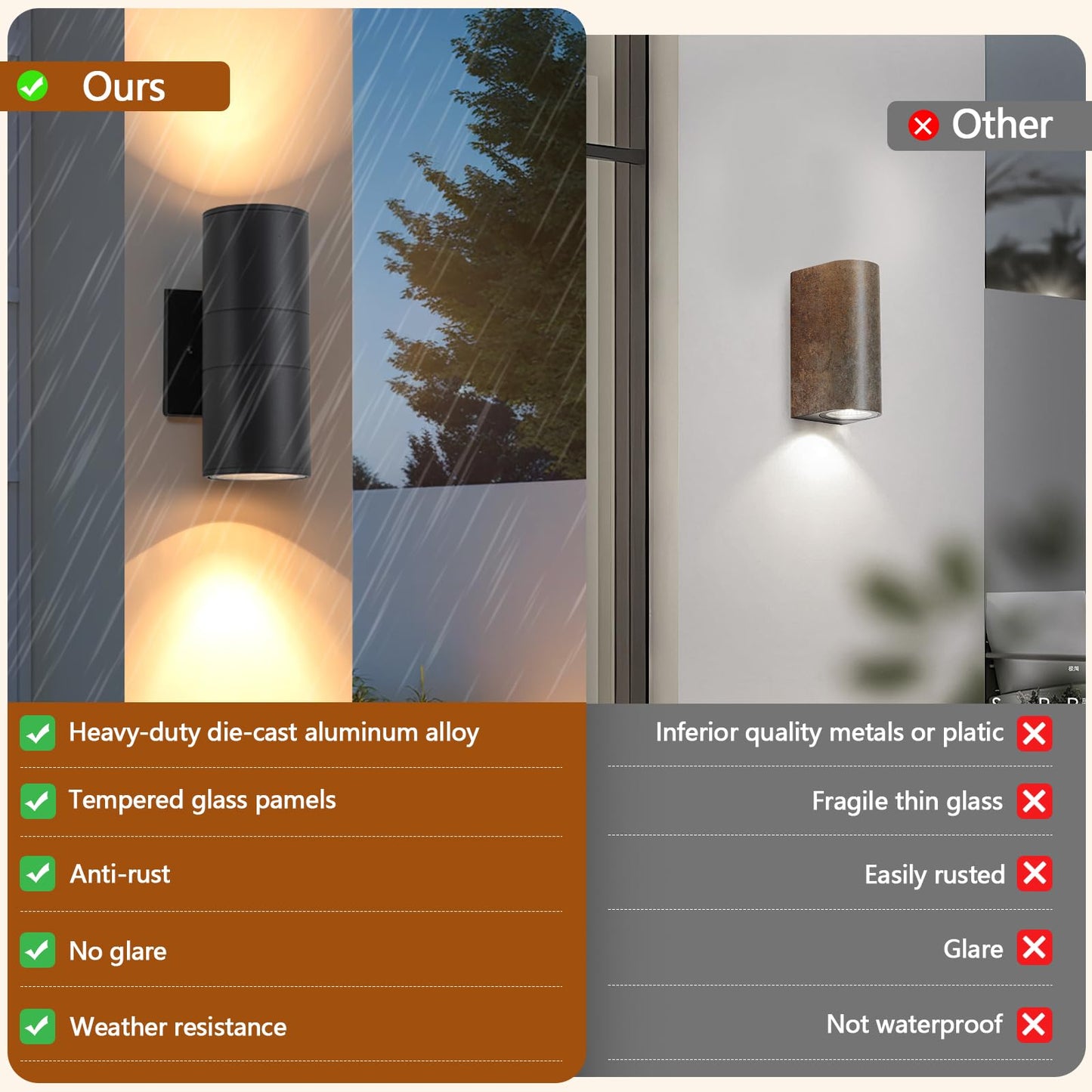 4 Pack 8.66 inch Modern Exterior Light Fixtures Outdoor Wall Light Porch Light Fixture,Modern Exterior Light Fixture, Anti-Rust Outdoor Sconce for Front House,Black Up and Down Lights Outdoor.