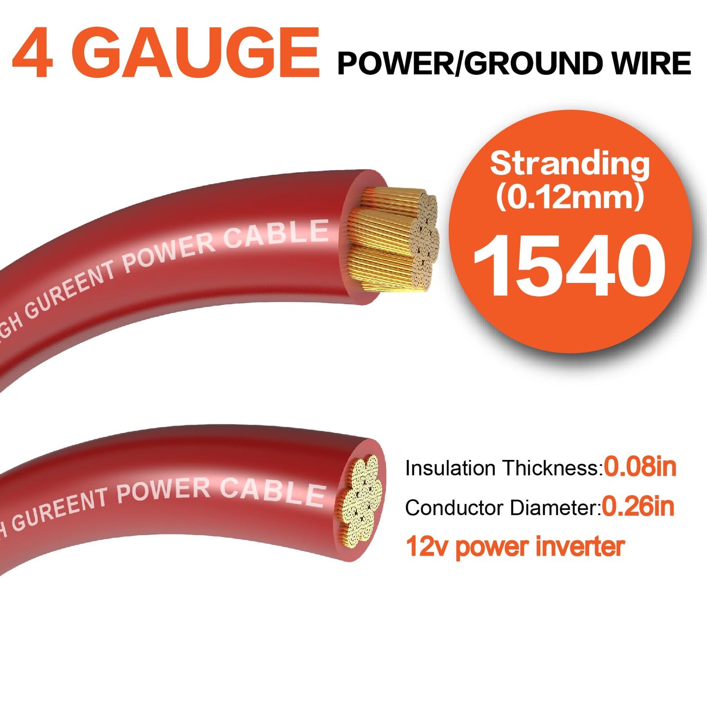 4 Gauge Wire (25ft Each - Red/Black) Copper Clad Aluminum CCA - Primary Automotive Wire,Car Amplifier Power & Ground Cable, Battery Cable,Welding Cable for Car Stereo,Solar, Auto, RV Trailer & Marine