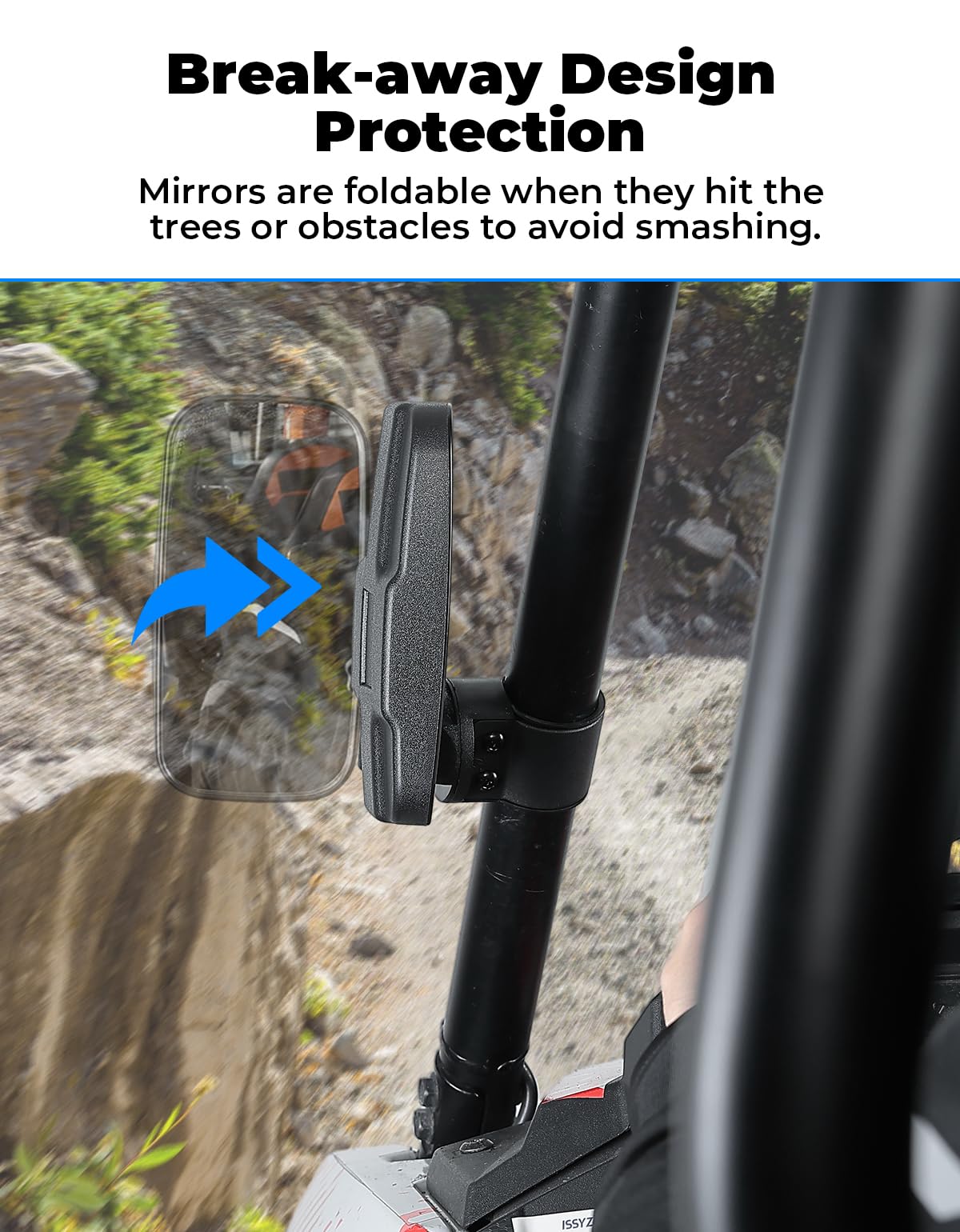 KEMIMOTO UTV Side Mirrors And Center Mirror with 1.6" to 2" Roll Bar Cage, Adjustable Rear View Side Mirrors Compatible with Polaris RZR, Zforce, Commander Maverick X3, Viking, Rhino, Teryx
