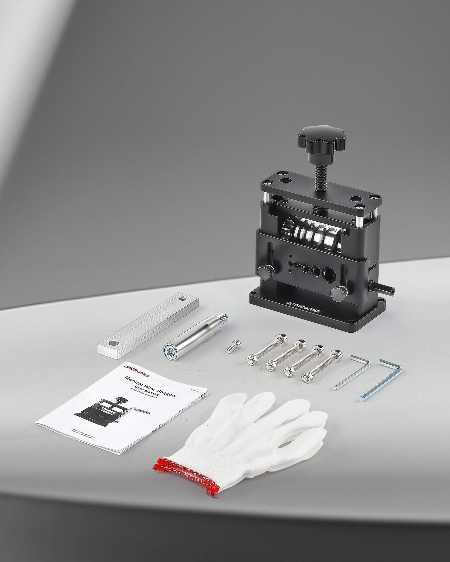 CREWORKS Manual Wire Stripping Machine, Drill Powered Wire Stripper Machine with 6 Channels 5 Blades, Portable Cable Stripper Tool with Hand Crank for 3.4 5 7 10 12 17 mm Scrap Copper Cables Recycling