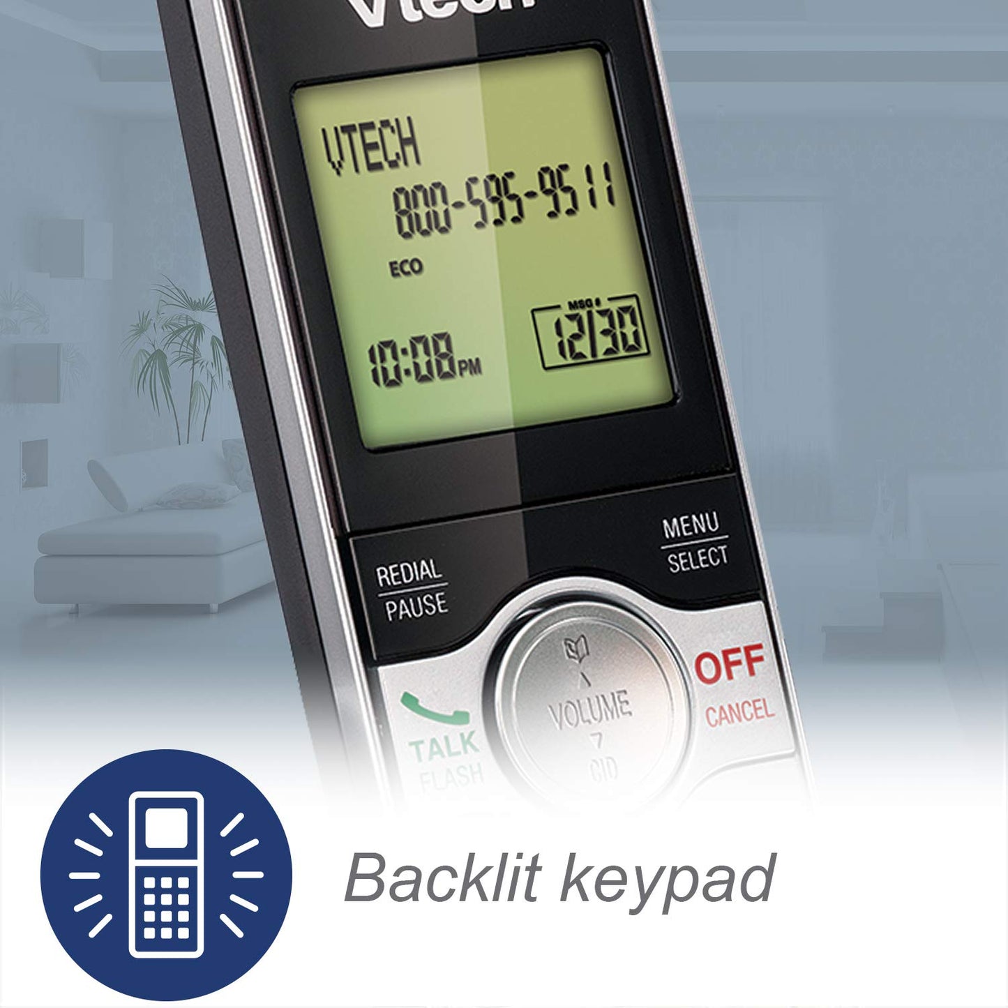 VTech DECT 6.0 Single Handset Cordless Phone with ITAD, CID, Backlit Keypad and Screen, Full Duplex Handset Speakerphone, Call Block Silver/Black - CS6929