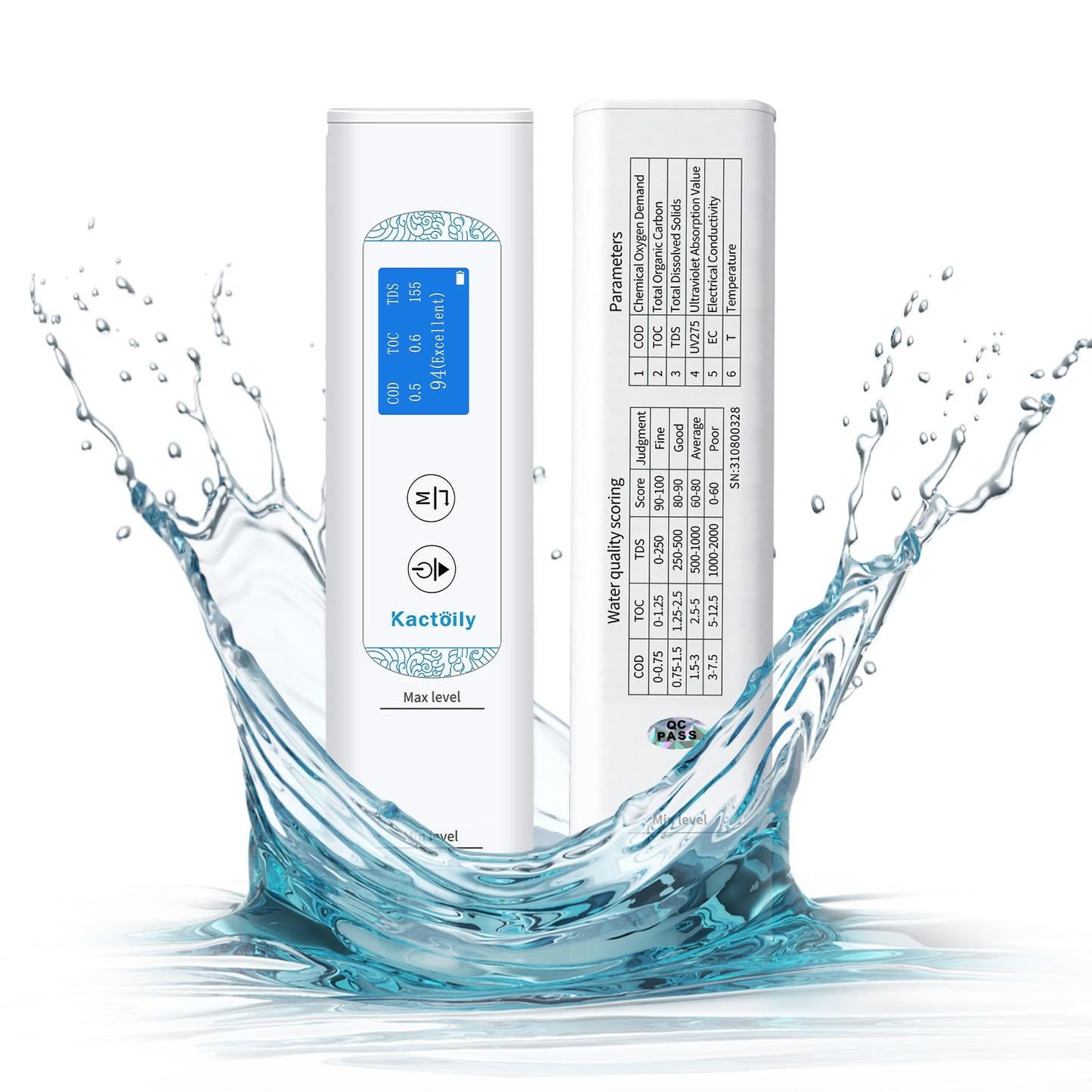 6 in 1 Water Testers for Drinking Water, Accurate Digital Pool Water Tester, UV275/TOC/COD/EC/Temp/TDS Meter Digital Water Tester for Well, Tap Water, Aquarium