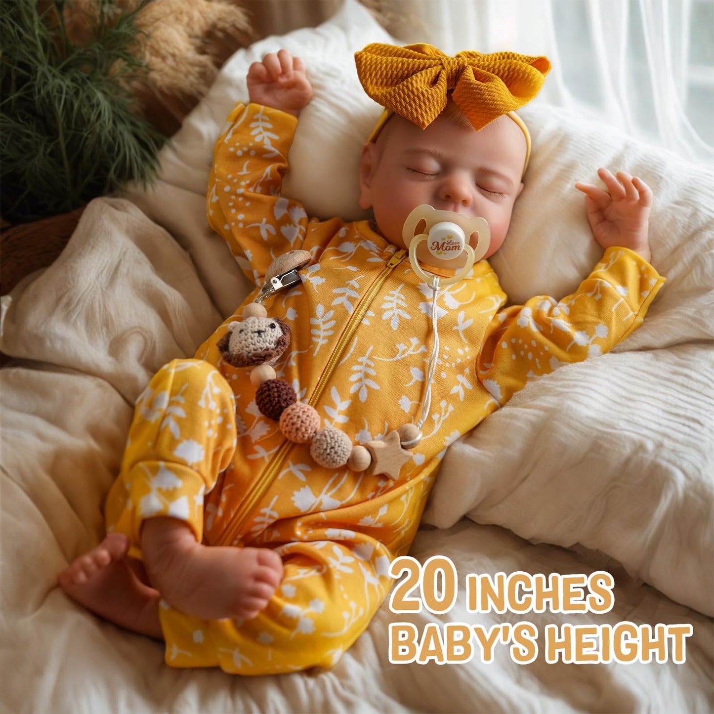 ADFO Lifelike Reborn Baby Dolls, 20 inch Realistic Newborn Real Life Baby Girl Dolls Soft Full Body Vinyl Girl Baby Dolls with Clothes and Toy Gift for Kids Age 3+