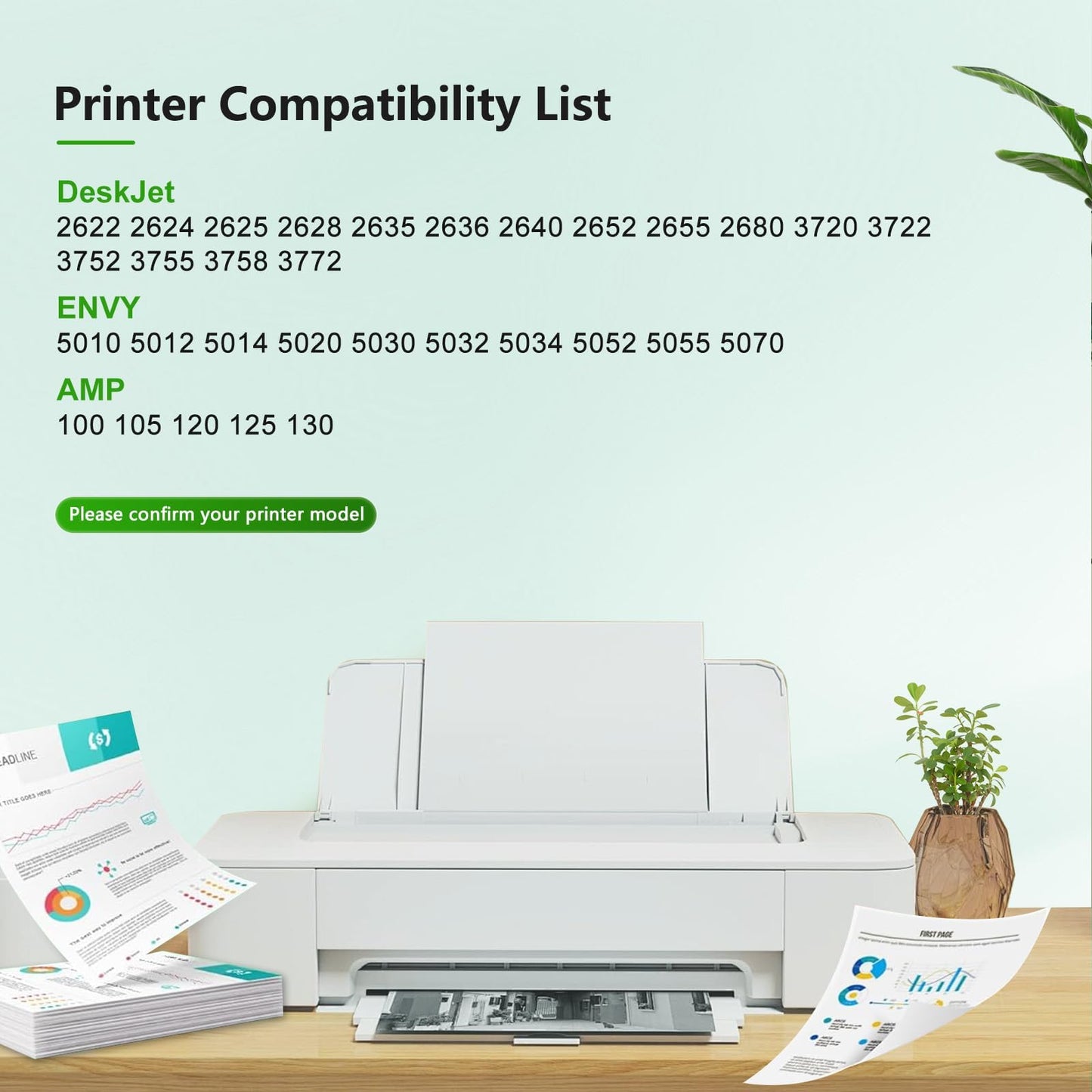 65XL Ink Cartridges Replacement for HP 65 Ink Cartridges (Black/Color) Work with DeskJet 3750 3752 3755 3758 2652 2655 Envy 5055 5052 Printer, 2-Pack