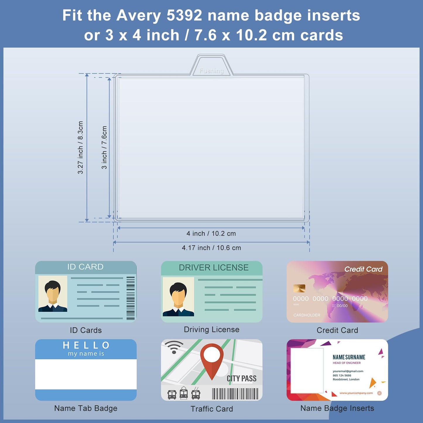 Name Badge Holders with Clip - Fushing 100PCS Clear Plastic ID Badge Holders with Badge Clips for 3 x 4 Inch Name Badge Inserts