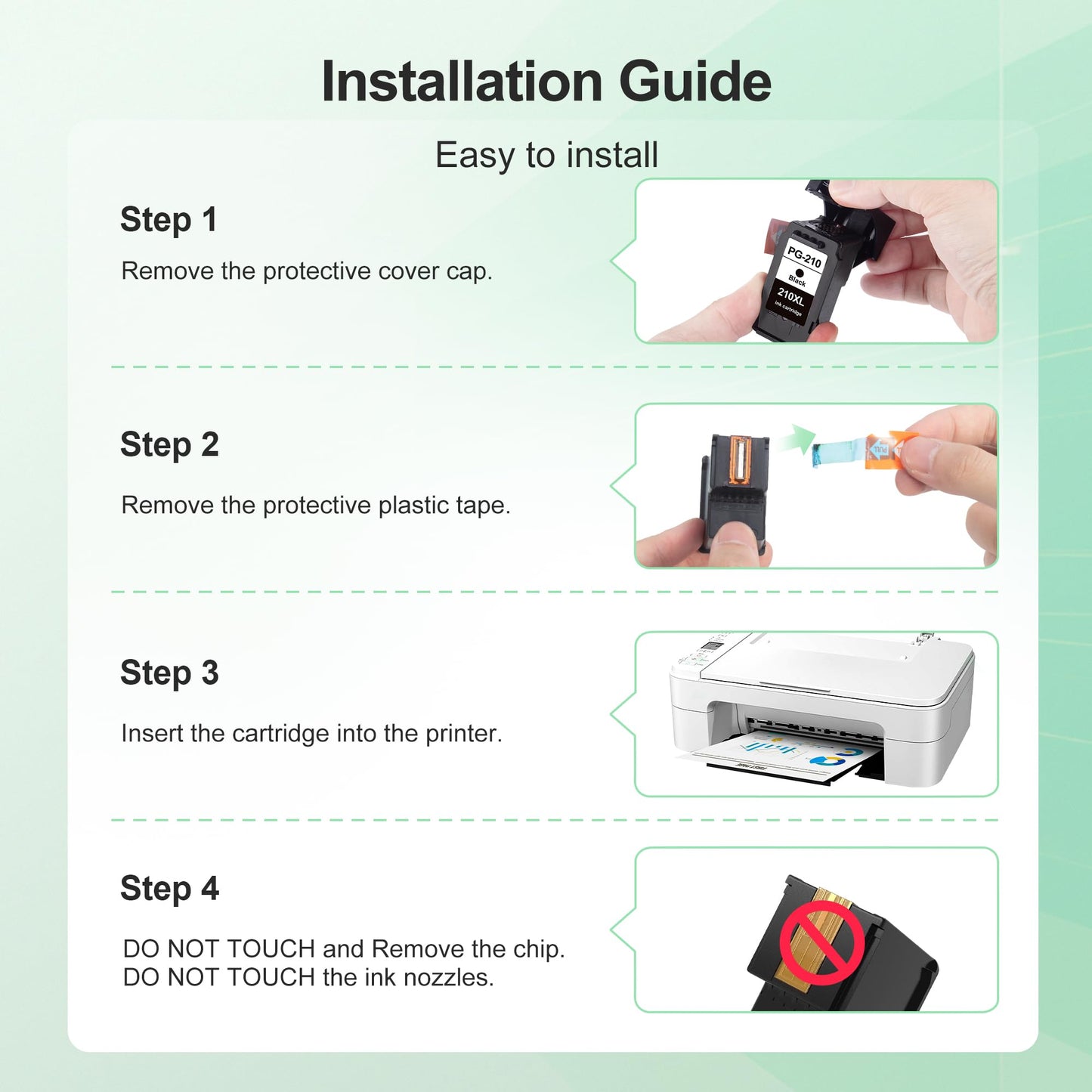 210XL 210 Black Remanufactured Ink Cartridge Replacement for Canon 210XL PG-210XL 210 use with Canon PIXMA MP495 MP240 MP280 MP480 MP490 MP499 MP250 MX410 IP2702 (2 Black)