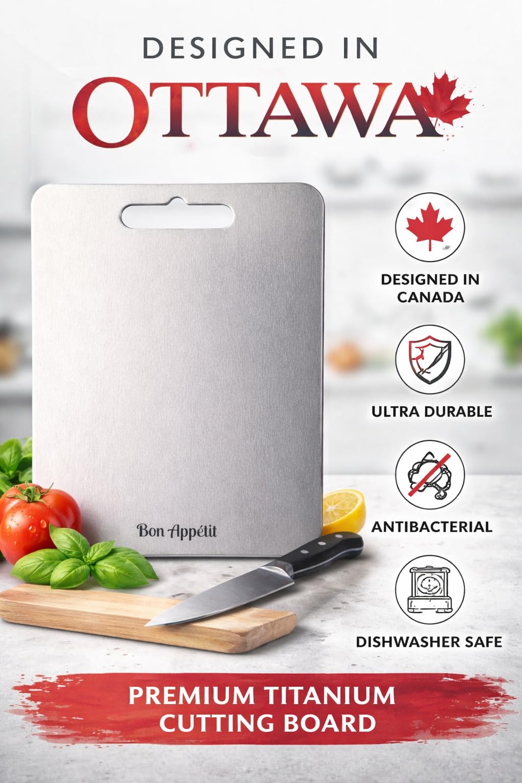 Pure Titanium Cutting Board, 10 x 14 Inch Metal Chopping Board for Kitchen, 2mm Thick, Double-Sided Food-Grade Board for Vegetables Meat Dough & Bakery, Rounded Smooth Edges, Non-Porous, Easy to Clean