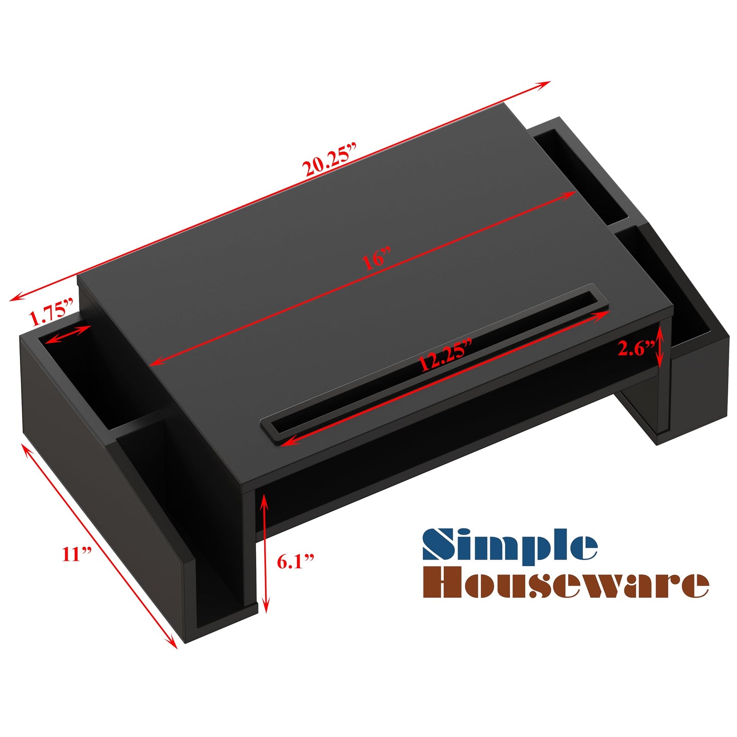 Simple Houseware Computer Desk Monitor Stand Riser with Drawer Organizer Storage, Black