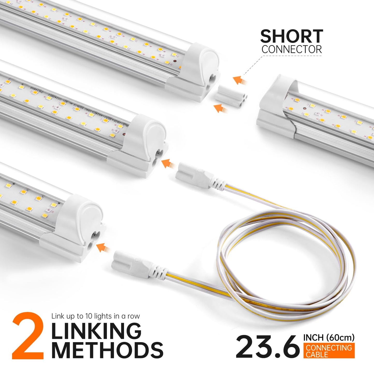 Bstrip T8 Grow Light, 1.4FT 36W (2 x 18W) Plant Lights for Indoor Growing with Timer, Full Spectrum with 660nm Red LEDs, 3467K, Ideal for Indoor Plants, Greenhouse, Seeding, Linkable Design, 2-Pack