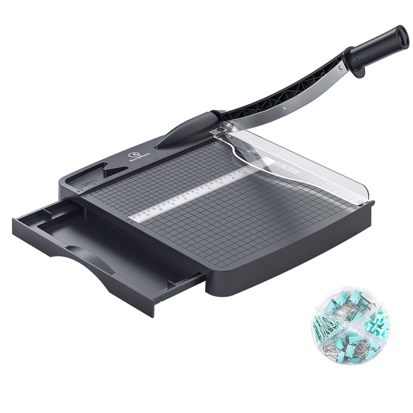 12 Inch Heavy Duty Paper Cutter, 12-16 Sheets Capacity Guillotine Paper Cutter & Paper Trimmer, Paper Cutting Board for Classroom, Crafting, Cardstock (Gray)