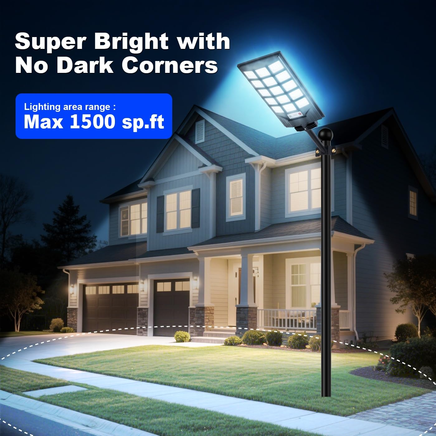 Solar Street Lights Outdoor Waterproof, 8500K Solar Powered Lights Outdoor LED Flood Lamp, Dusk to Dawn Motion Sensor and Remote Control for Yard,Fence,Parking lot,Garage (1PACK)