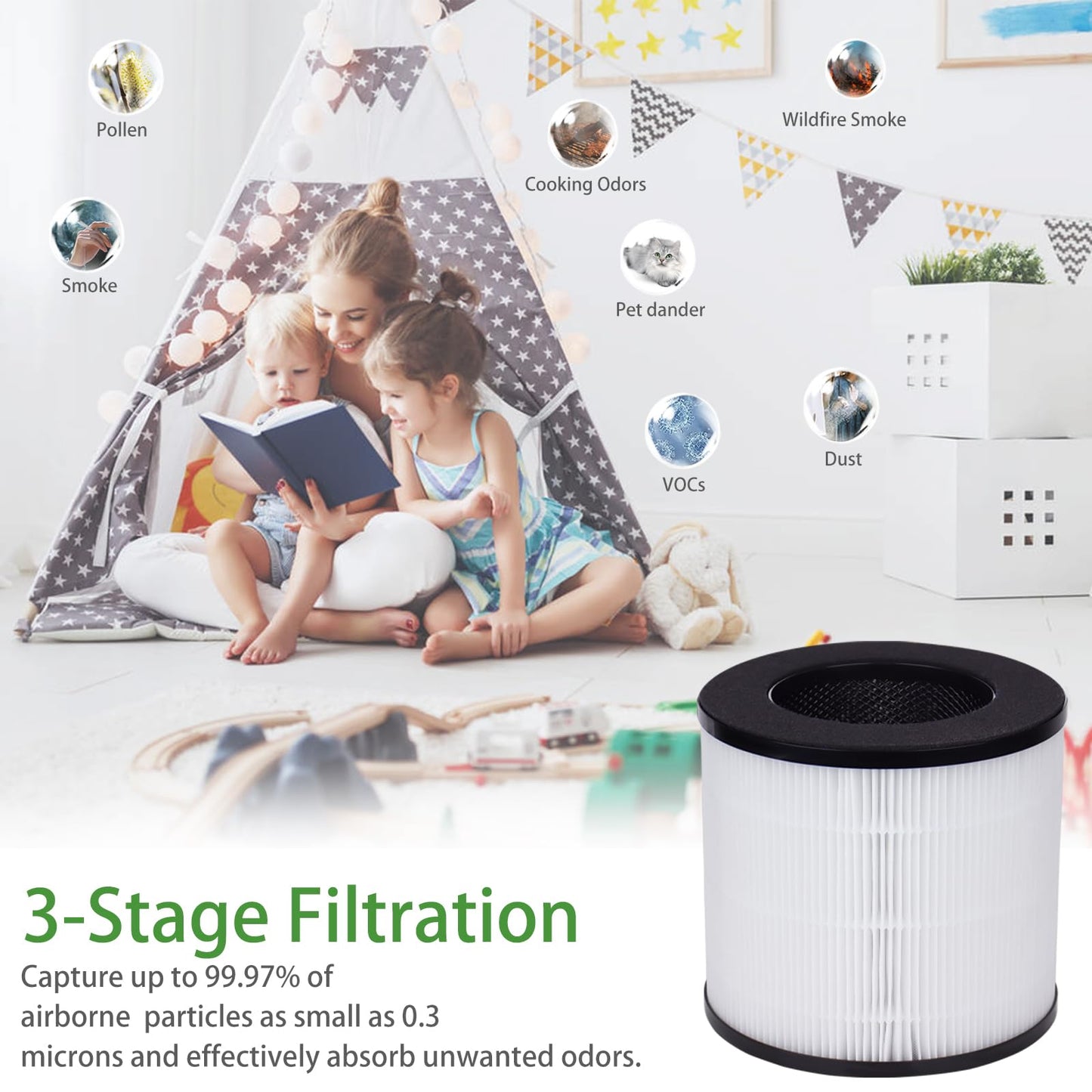 608/320 Filter Compatible with Okaysou Cayman 608/320 Air Purifier 3-in-1 True HEPA High-Efficiency Activated Carbon Pre-Filter Replacement Air Filters for Cayman 608 & Cayman 320 (2 Pack)