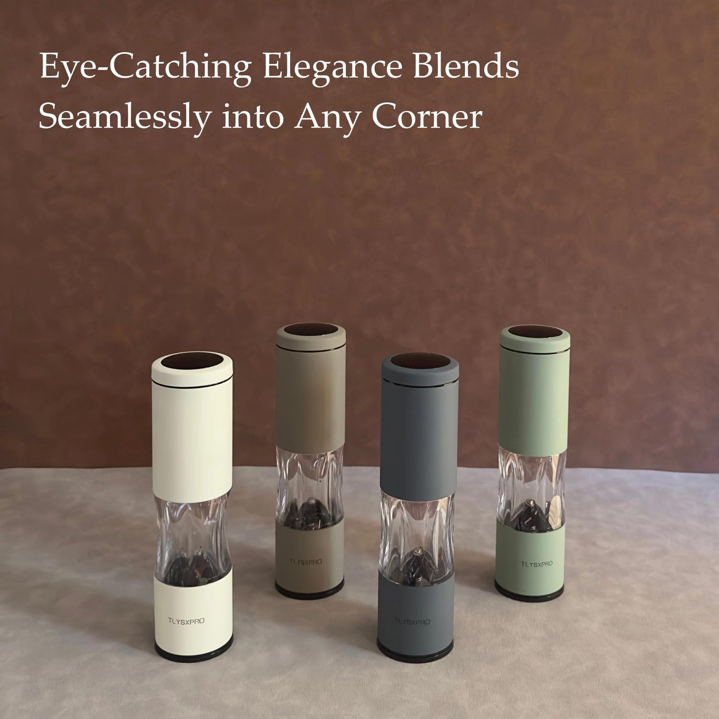 Salt and Pepper Grinder Set with Adjustable Coarseness | Manual Pepper Mill Grinder with Refillable Design | Ceramic Core | Kitchen Essential (2 Packs, Sage)