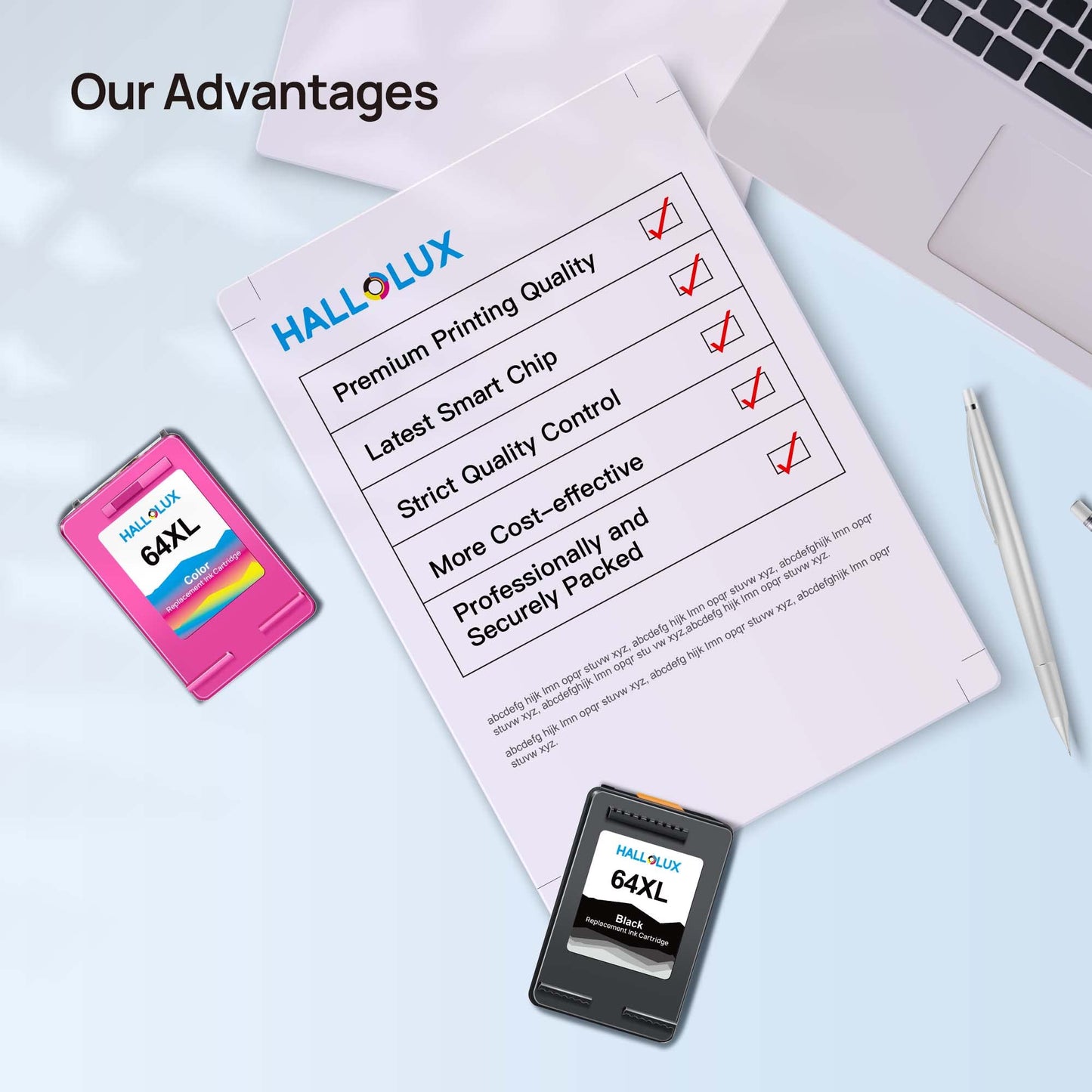 64XL Ink Cartridge for HP Printer Ink 64 XL Cartouche Encre for HP64XL Combo Pack Compatible for HP Envy 7155 7200 7255 7820 Series 7800 7822 7855 7858 Tango X Terra Printer (Black, Colour)