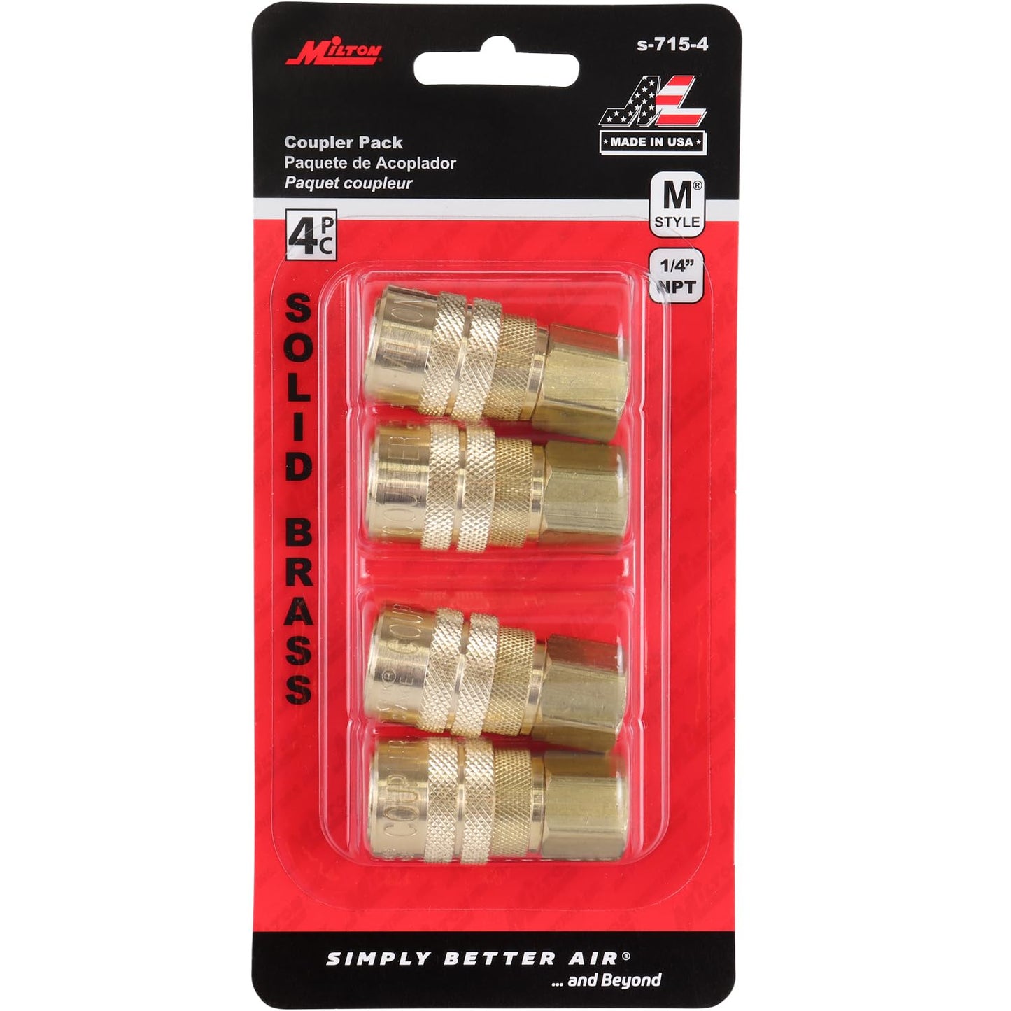Milton S-715-4 M/I-Style Brass Coupler