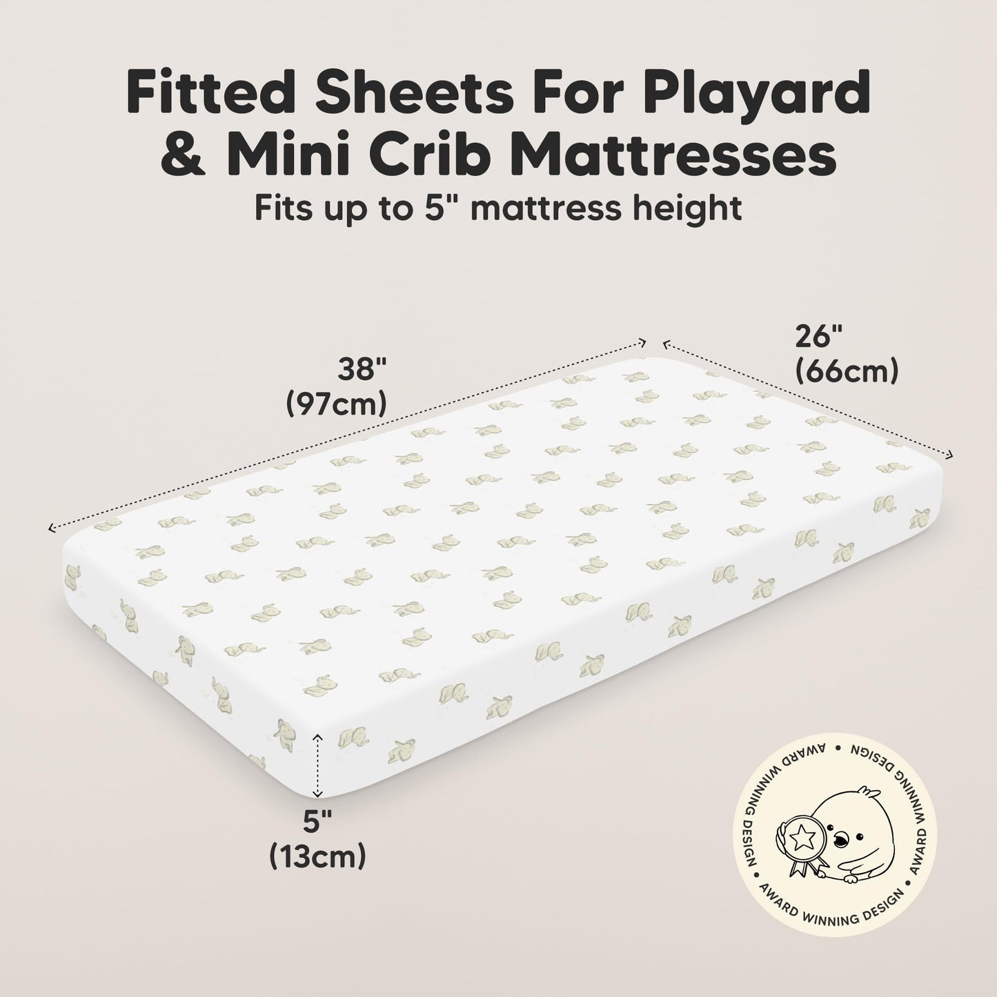 2-Pack Mini Crib Sheets Fitted - Pack N Play Sheets for Pack and Play Mattress, Organic Cotton, Soft & Breathable Jersey Playard Bedding, Neutral Mini Toddler Bed Cover for Boys, Girls (Elly)