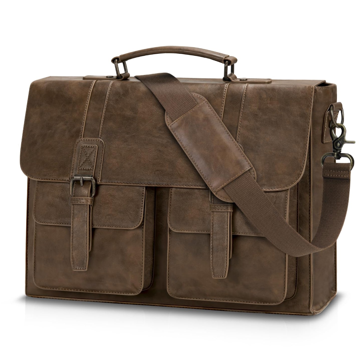 Vintage Messenger Bag Men 15.6 Inch Waterproof Laptop Bag Leather Briefcase for Men Computer Bag for Office Satchel