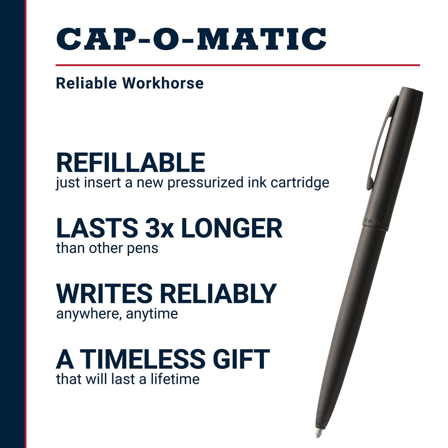 Fisher Space Pen Non-Reflective Military Cap-O-Matic Space Pen, Matte Black (M4B)