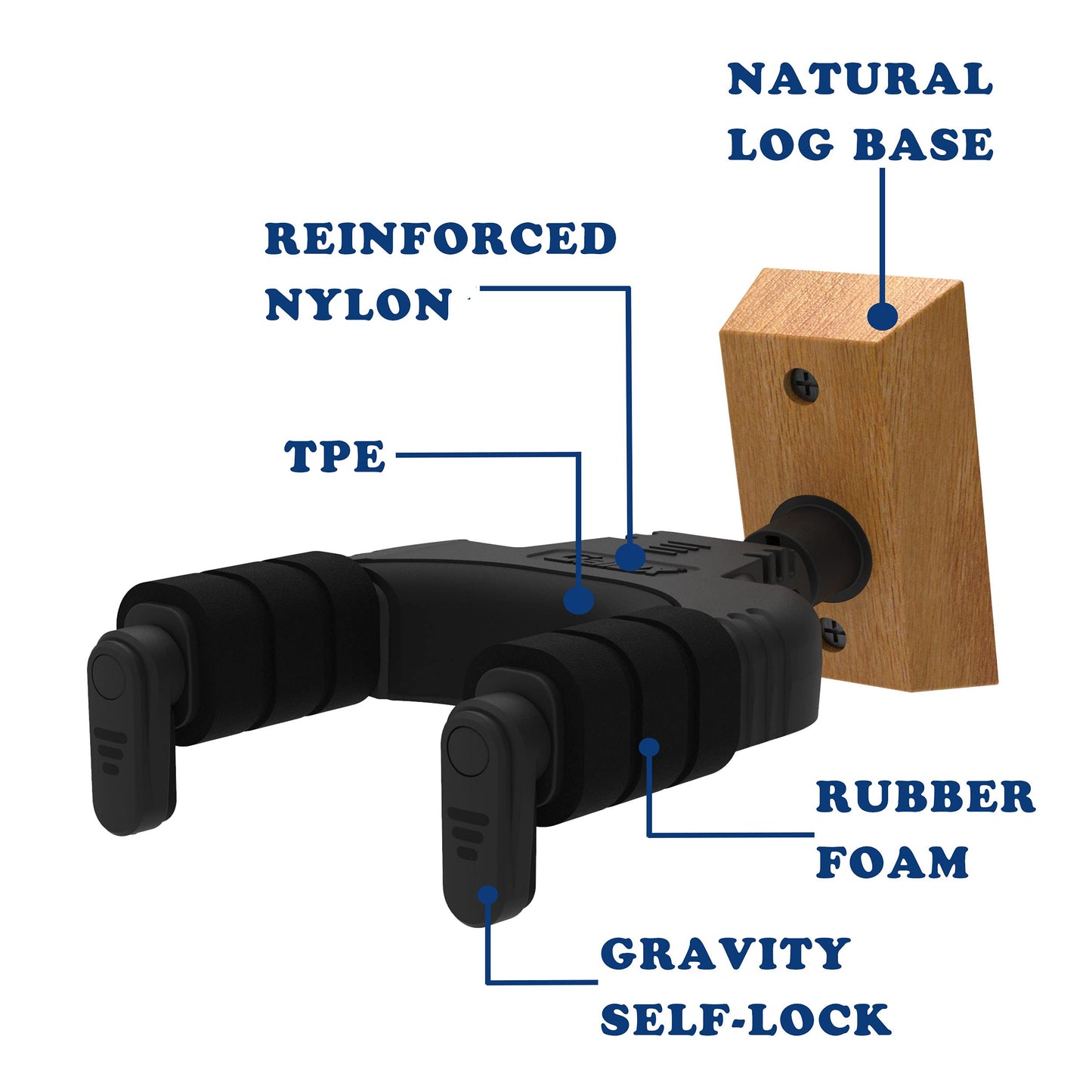 XIYANGJUAN Guitar Wall Mount Hanger 2 Pack Auto Lock Bass Wall Hanger, Hard Wood Base Hook for Acoustic Classical Electric Bass Guitars Ukulele Banjo and Mandolin (2 Sets)