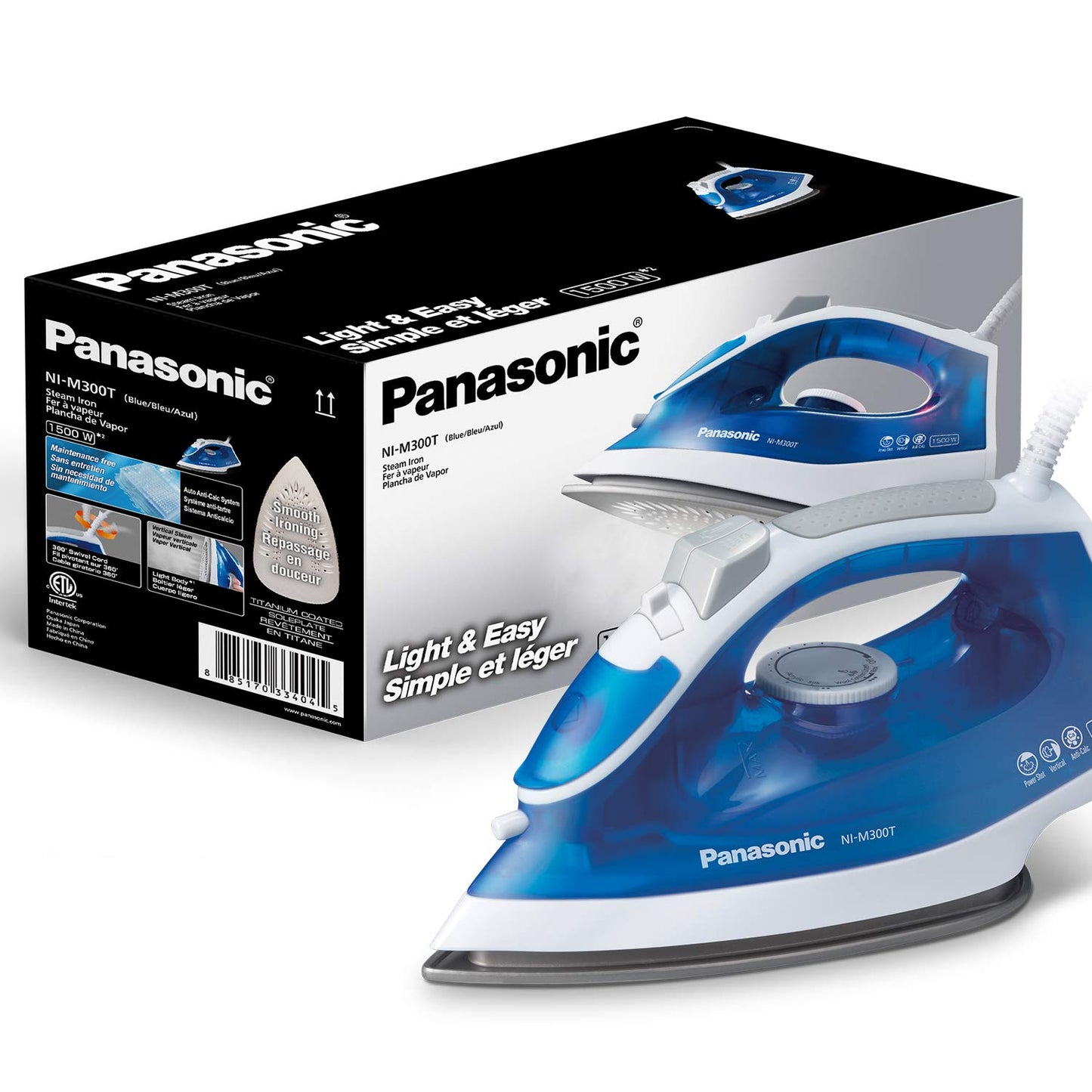 Panasonic NIM300TA Ultra-Light Steam Iron with Power Shot, Blue/White