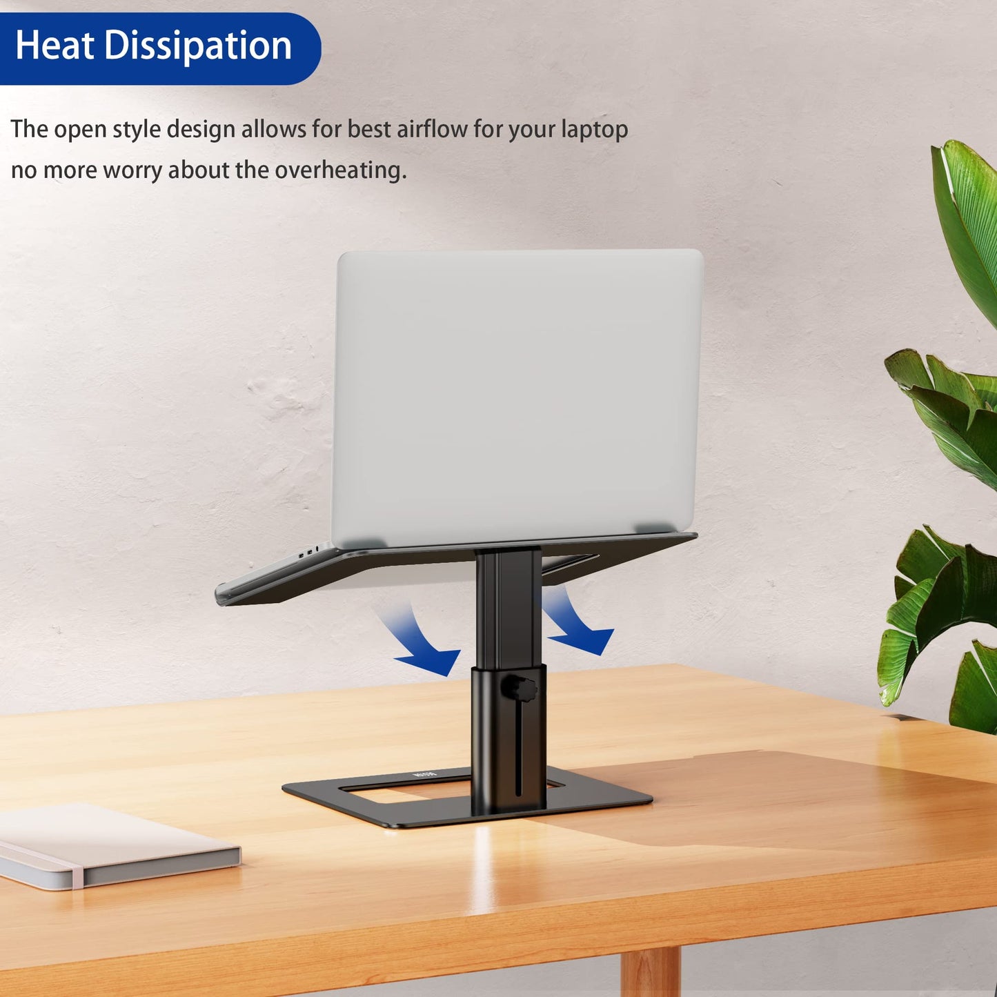 Besign LSX3 Aluminum Laptop Stand, Ergonomic Adjustable Notebook Stand, Riser Holder Computer Stand Compatible with Air, Pro, Dell, HP, Lenovo More 10-15.6" Laptops (Black)