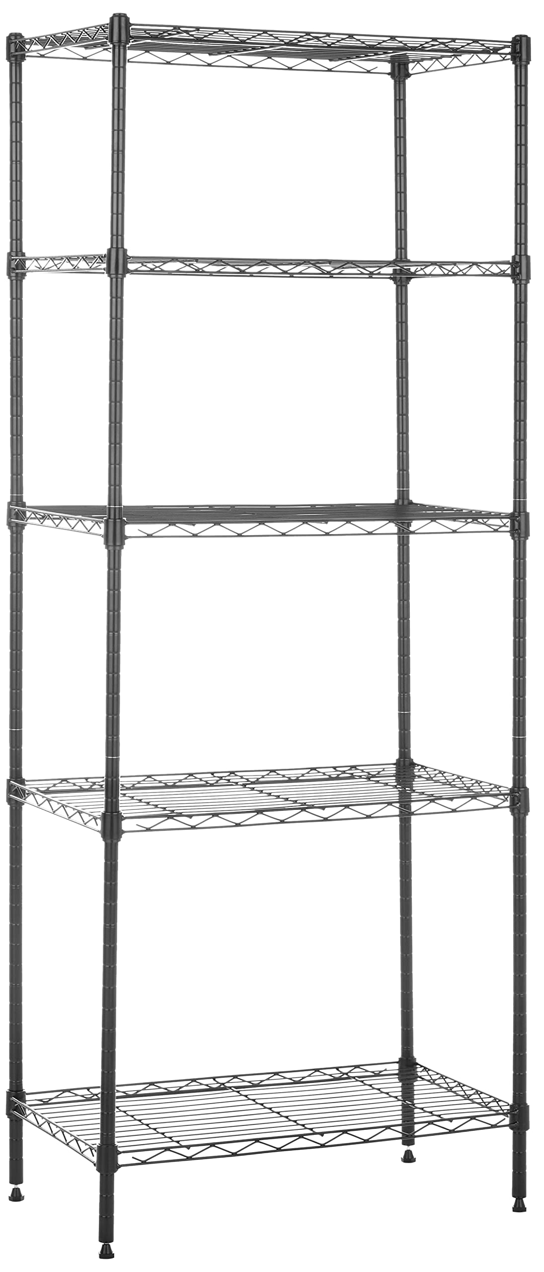 Amazon Basics 5-Shelf Multipurpose Adjustable Sturdy Steel Storage Shelving Unit, Easy Assembly, 34cm D x 59cm W x 152cm H, Black