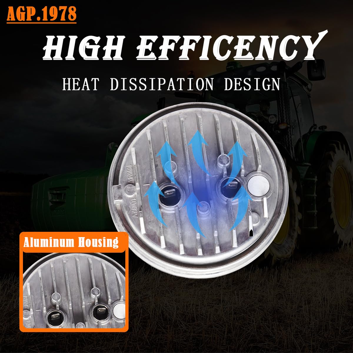 AGP.1978 2PCS Par36 LED Tractor Light Round Flood Lamp 5000K LED Work Light 12V Sealed Beam Compatible with John Deere Tractor 4430 3010… (Flood Beam)