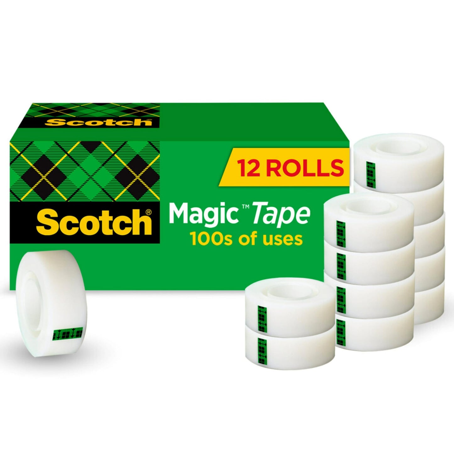Scotch Magic Tape, Invisible, Home Office Supplies and School Supplies for College and Classrooms, 12 Refill Tape Rolls, Create Halloween Crafts