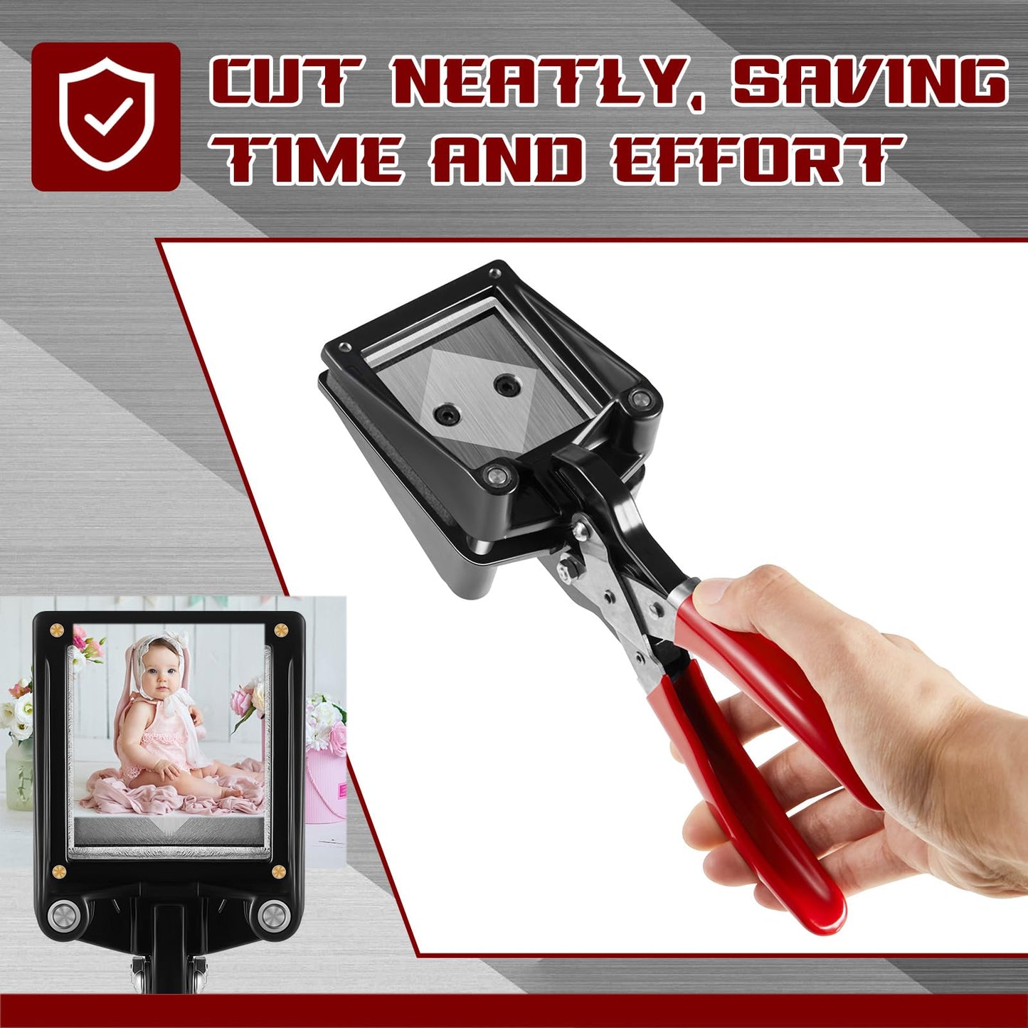 Yeaqee Handheld Passport Photo Cutter Photo ID Die Cutter Punch Picture Paper Punches for Home Office Family(2 x 2 Inch)