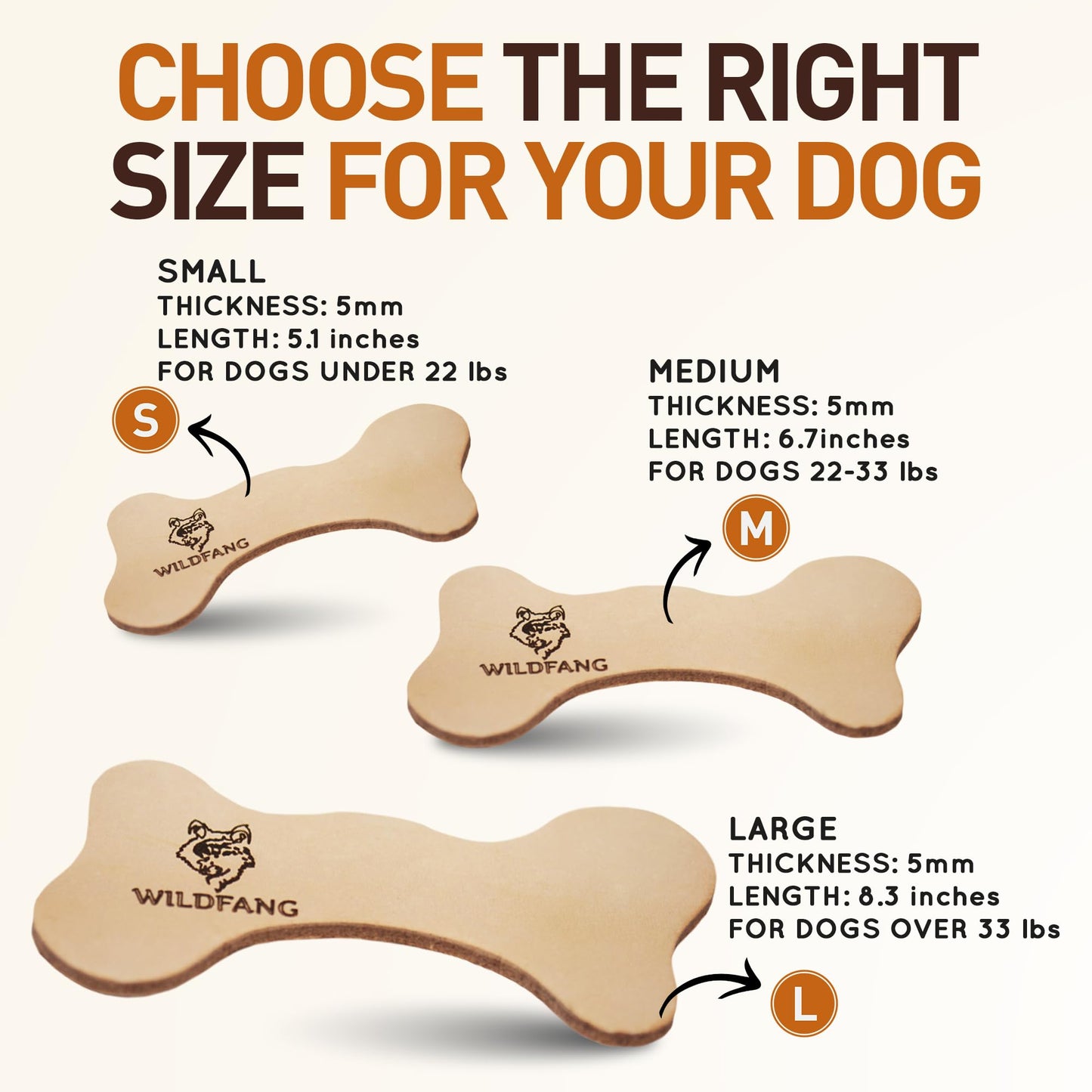 Wildfang® Leather Dog Toy, Large – Leather Bone for Teething Dogs, Dental Toys for Puppies, Training for Chewing Muscles, Puppy Chew Bones for Light or Medium Chewers (for Dogs Over 15 kg), Pack of 3
