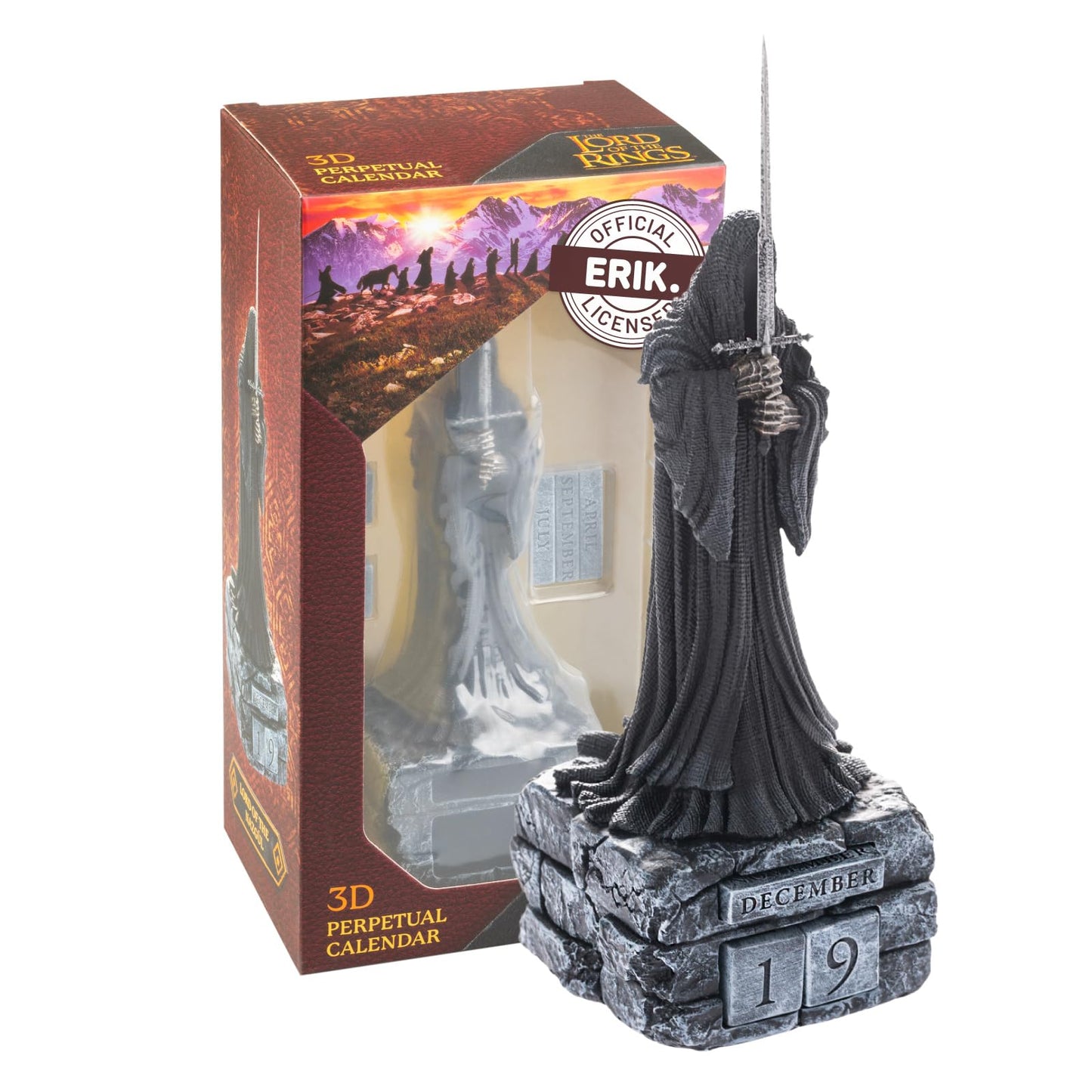 Grupo Erik: Lord of the Rings Calendar | Lord of the Rings Nazgul Table Calendar, Perpetual Calendar 9 x 9 x 23 cm, LOTR Gadget, Angmar Warlock King 3D Calendar