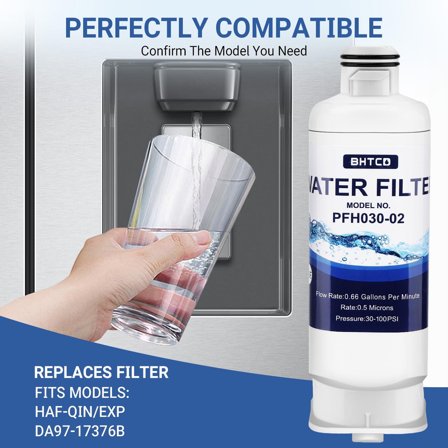 Water Filter for Samsung RF23BB8600QLAA/ RF30BB6600QLAA/ RF30BB660012AA/ RF30BB6200QLAA/ RF29BB8600QLAA/RF29BB860012AA/ RF30BB620012AA Refrigerator Replacement - 2 PCS